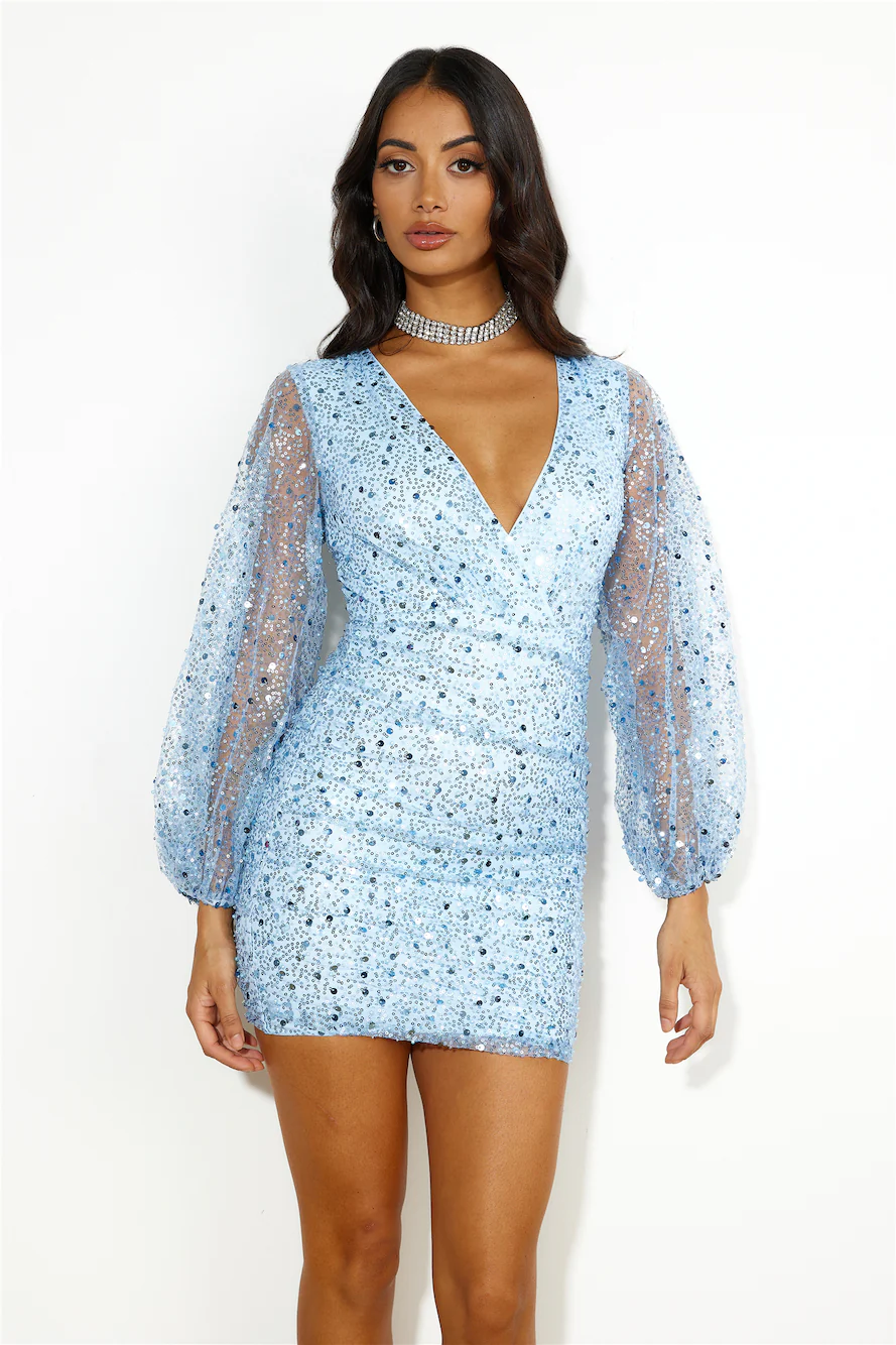Queen Status Sequin Mini Dress Blue