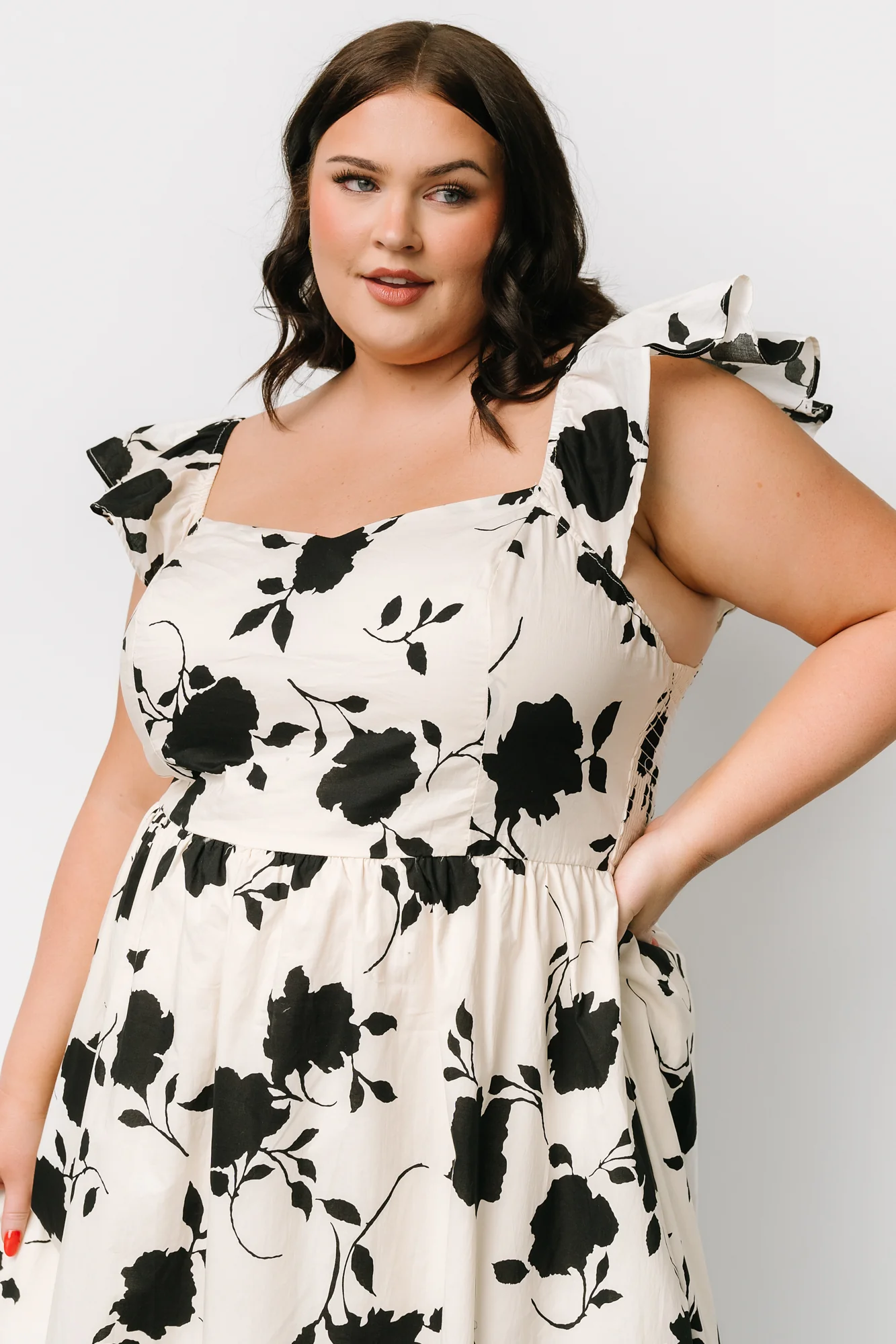 Bridget Midi Dress | Ivory + Black Floral