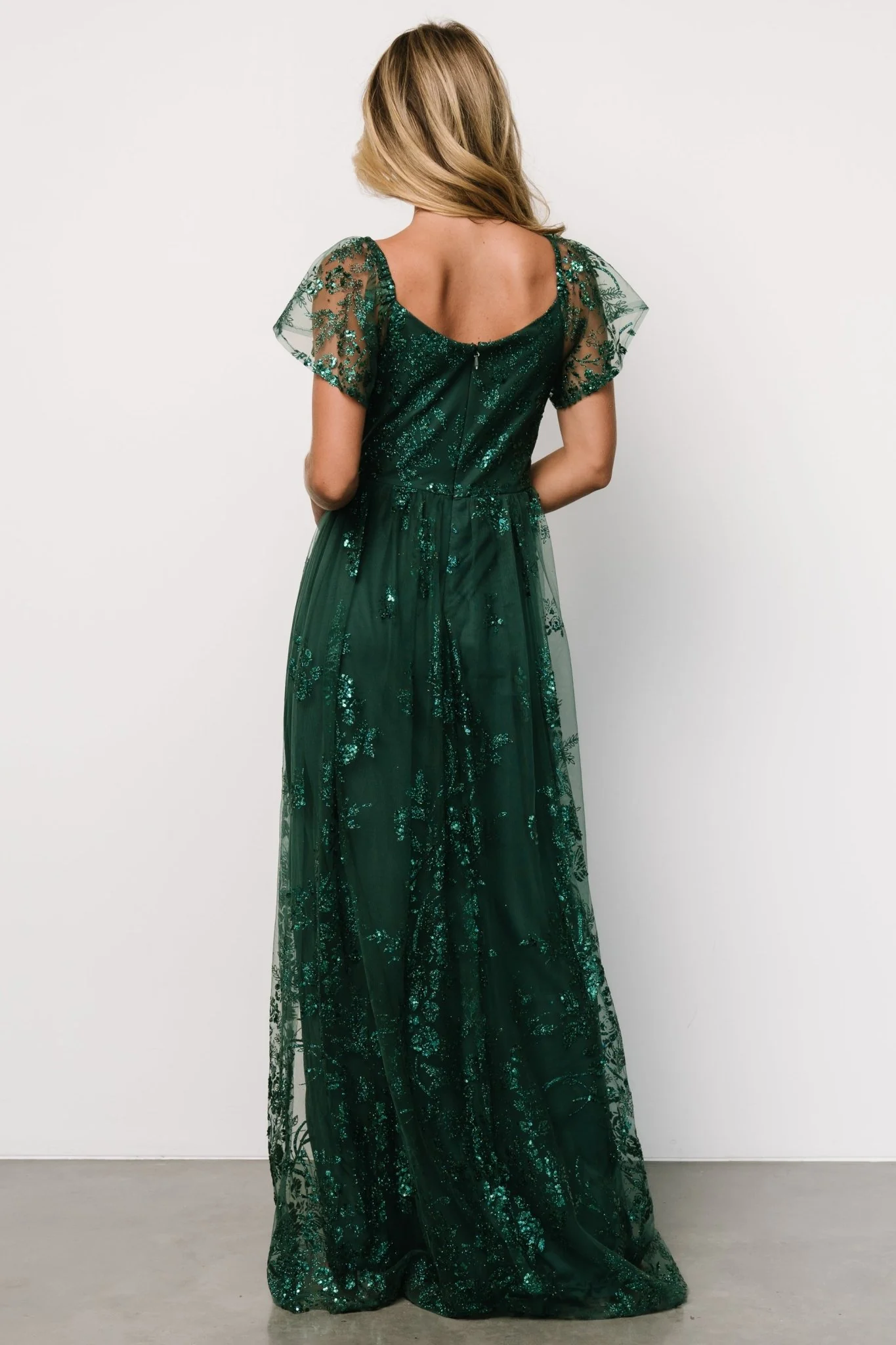 Corinne Shimmer Maxi Gown | Emerald