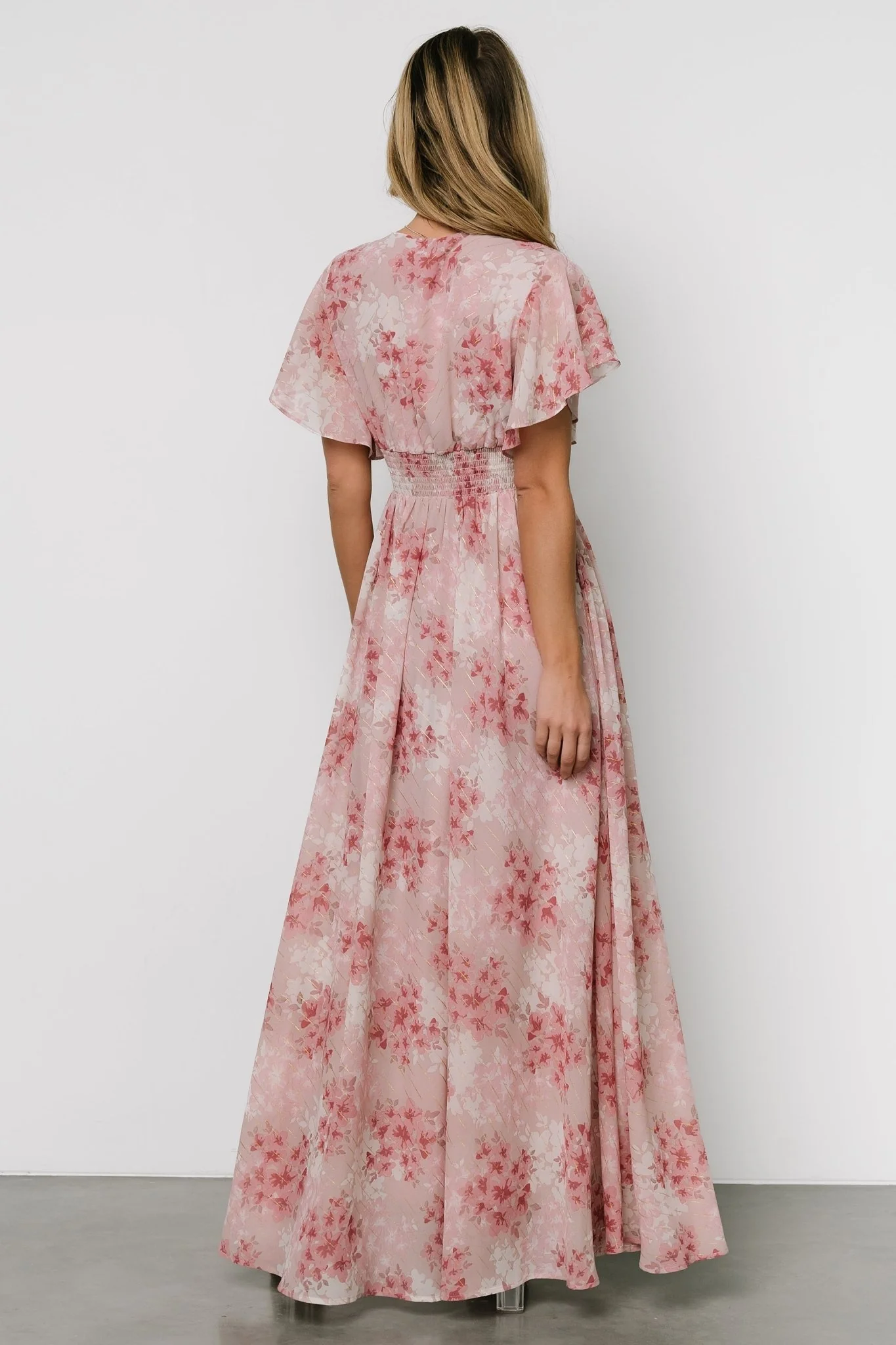 Lynlee Metallic Maxi Dress | Pink Multi