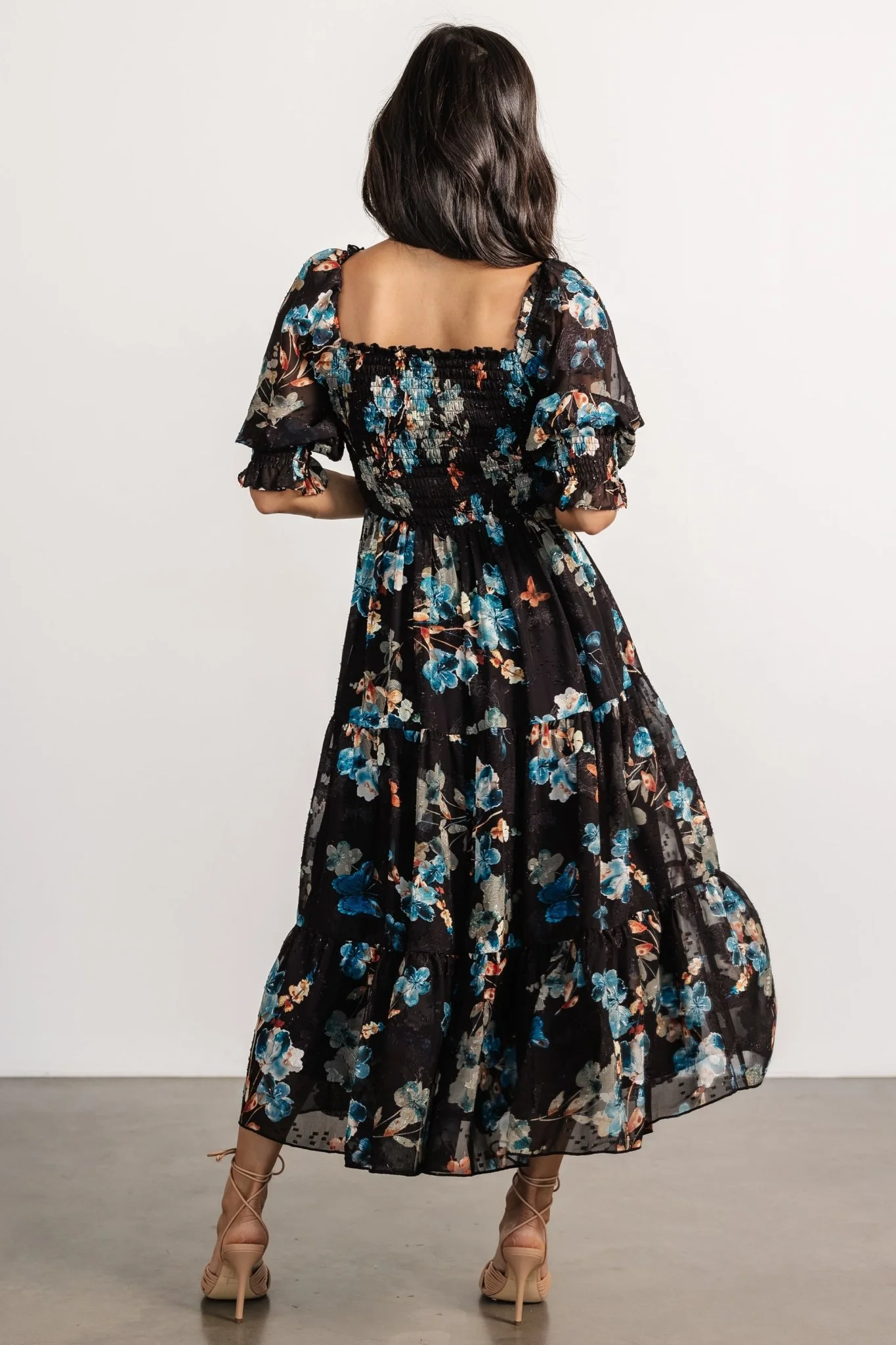 Fabian Jacquard Midi Dress | Black + Blue Multi