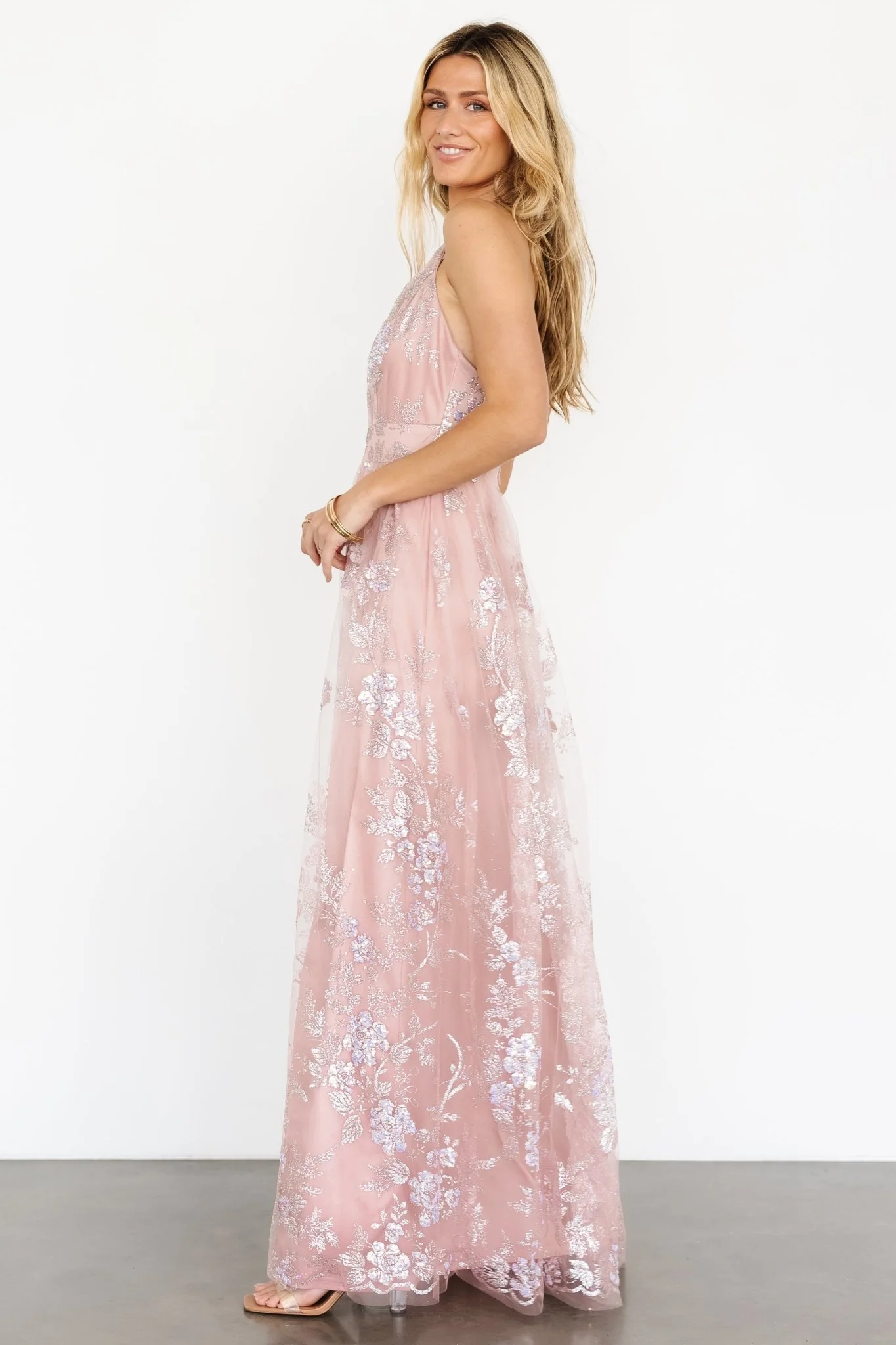 Lucienne Shimmer Maxi Gown | Blushing Rose