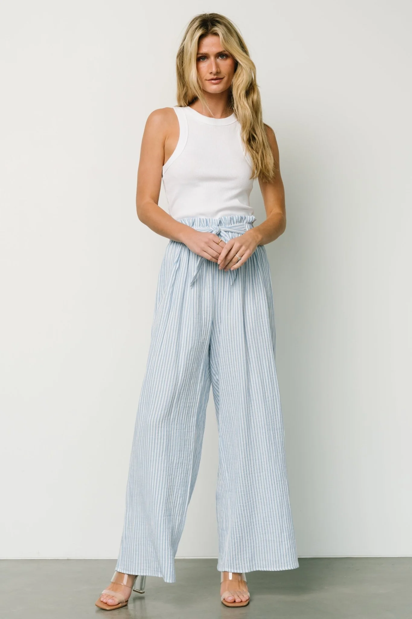 Delphi Wide Leg Pants | Blue Stripe