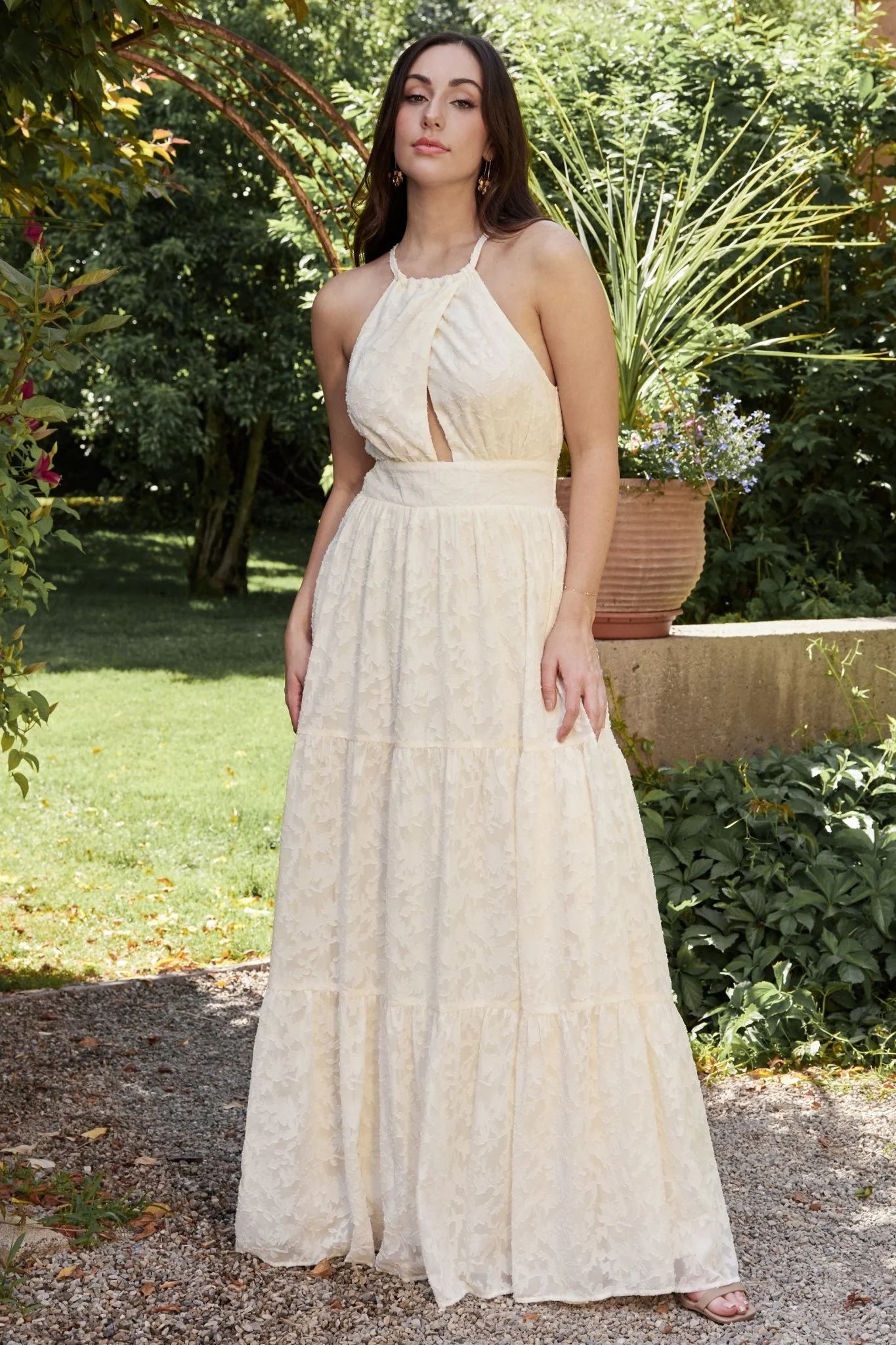 Eilish Embossed Maxi Dress | Cream