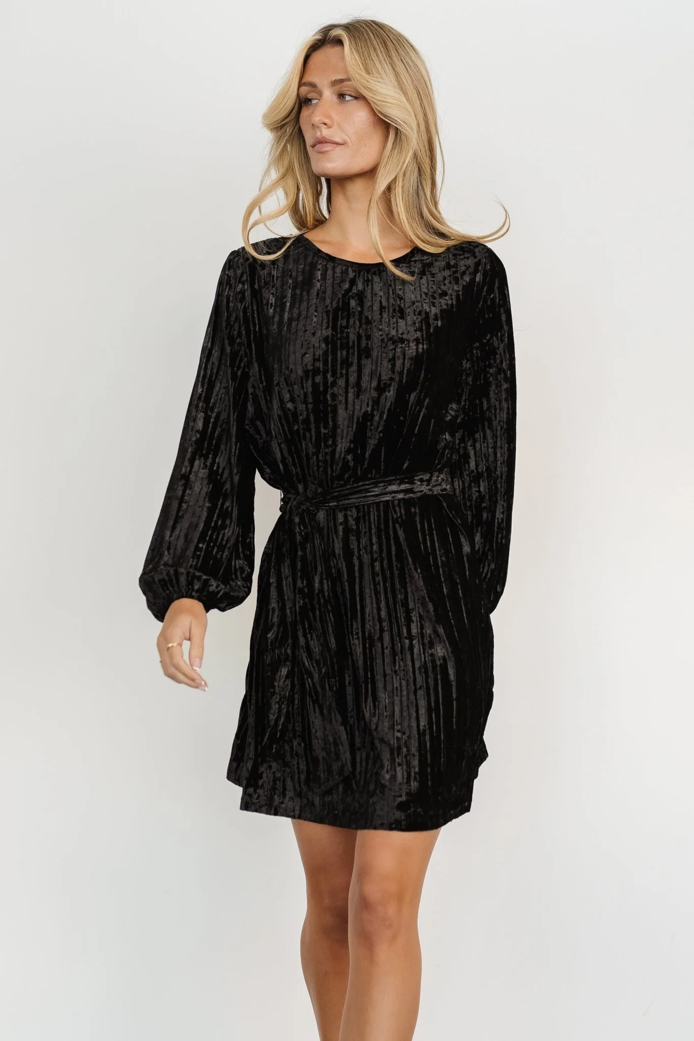 Anastasia Velvet Short Dress | Black