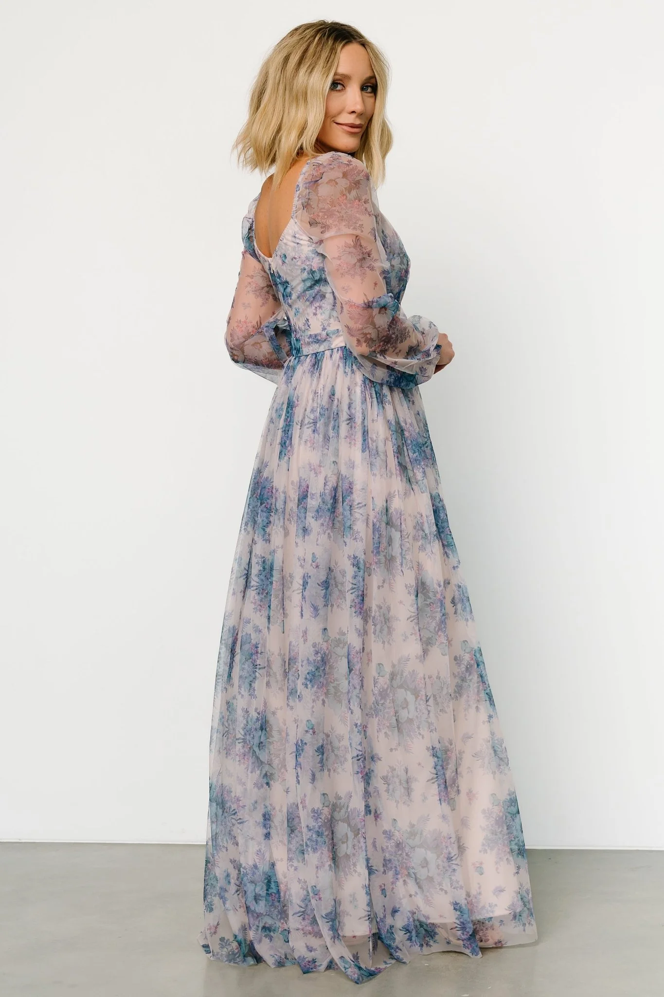 Desiree Tulle Maxi Dress | Natural + Slate Floral