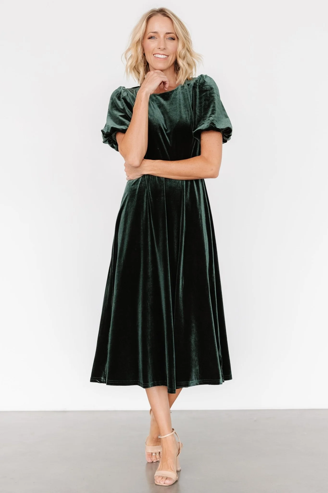 Nita Velvet Midi Dress | Deep Green