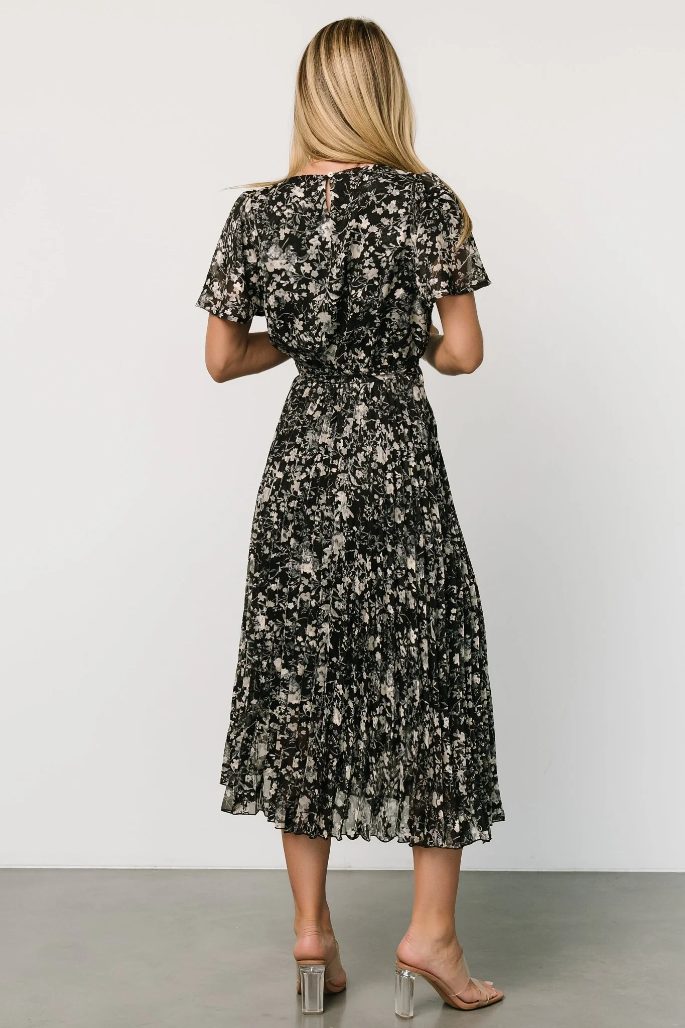 Alexandra Pleated Dress | Black + Slate