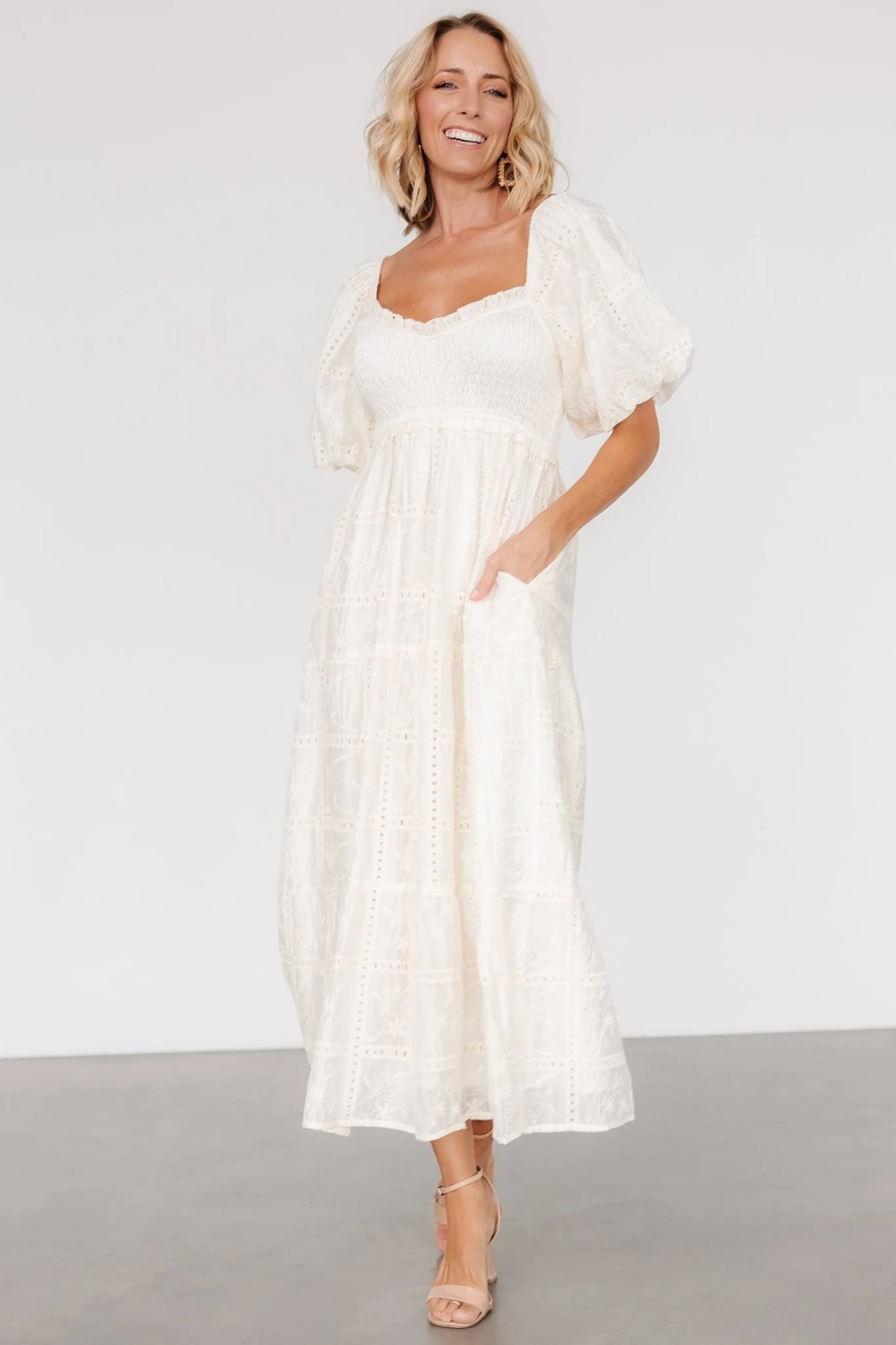 Colin Eyelet Dress | Cream