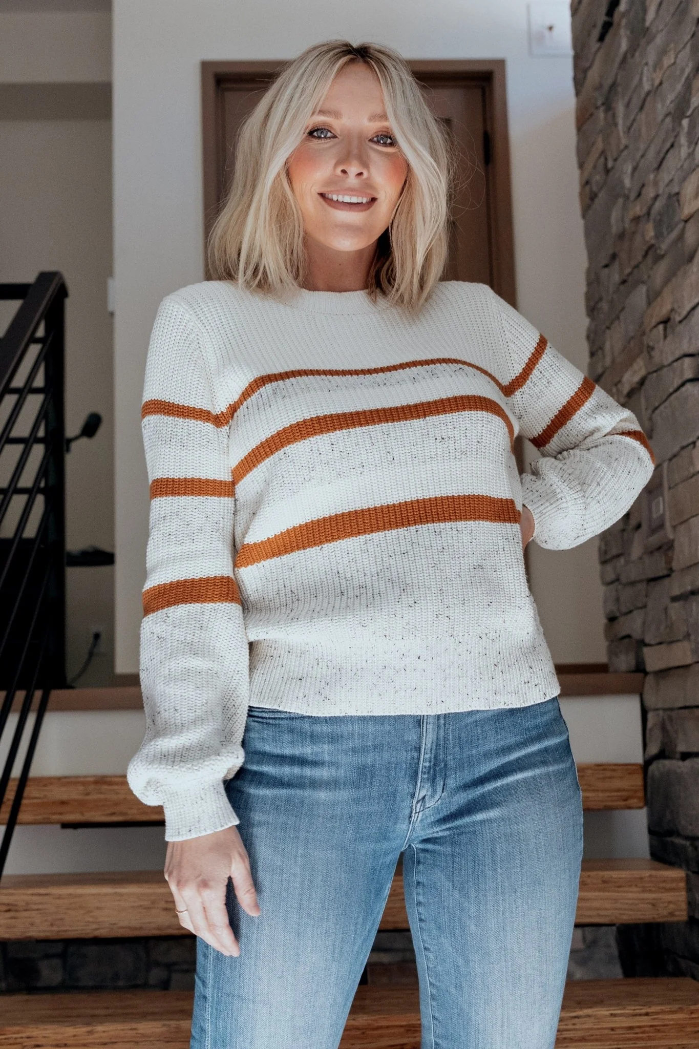 Peyton Striped Sweater | Cream + Camel