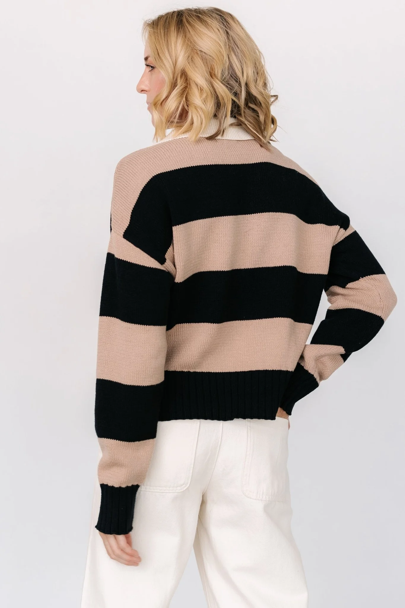 Alec Striped Sweater | Black + Mocha
