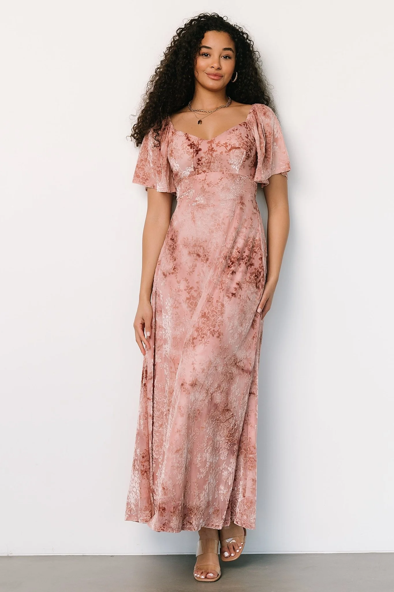 Everley Velvet Maxi Dress | Blush