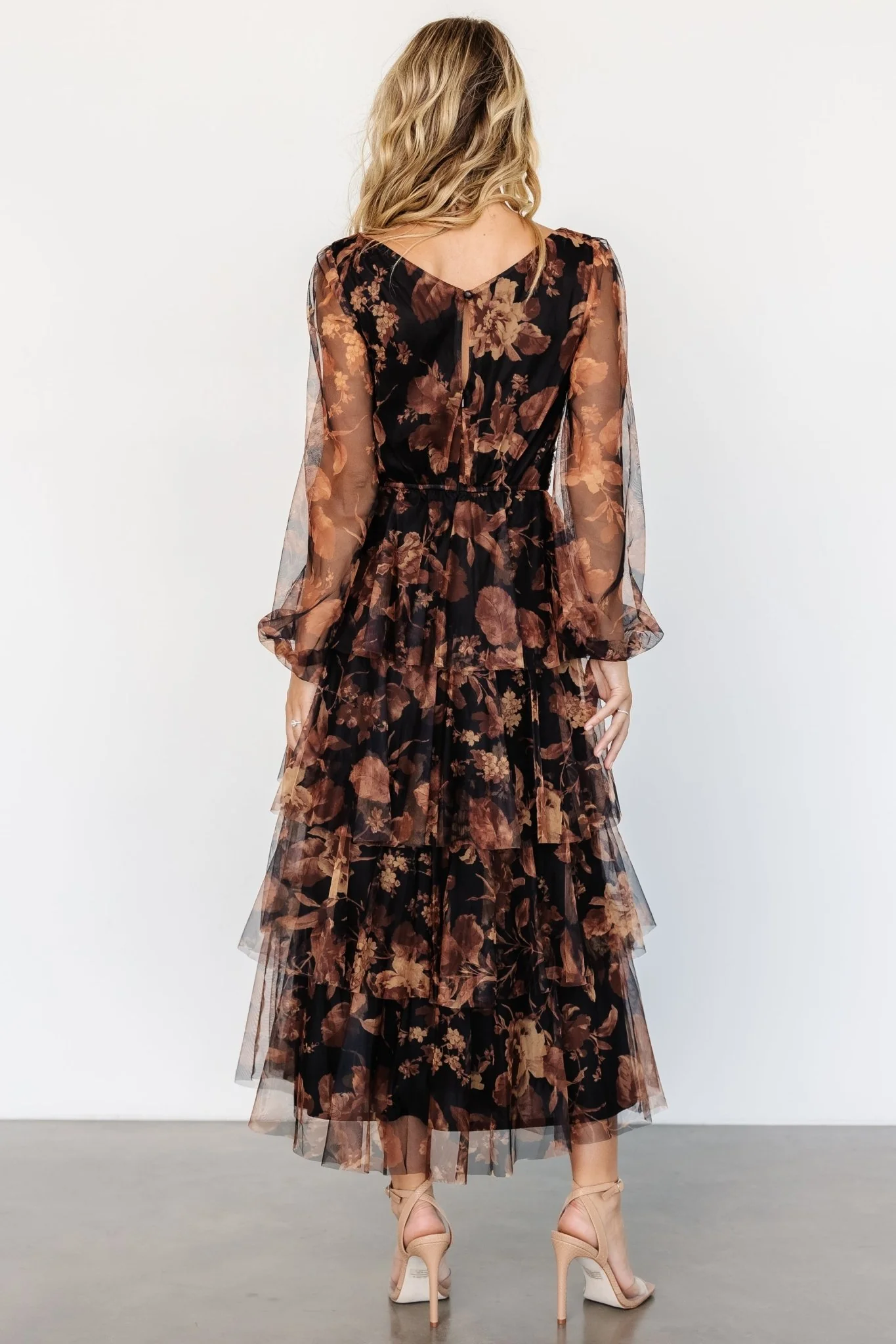 Carolina Tulle Tiered Maxi Dress | Caramel Floral