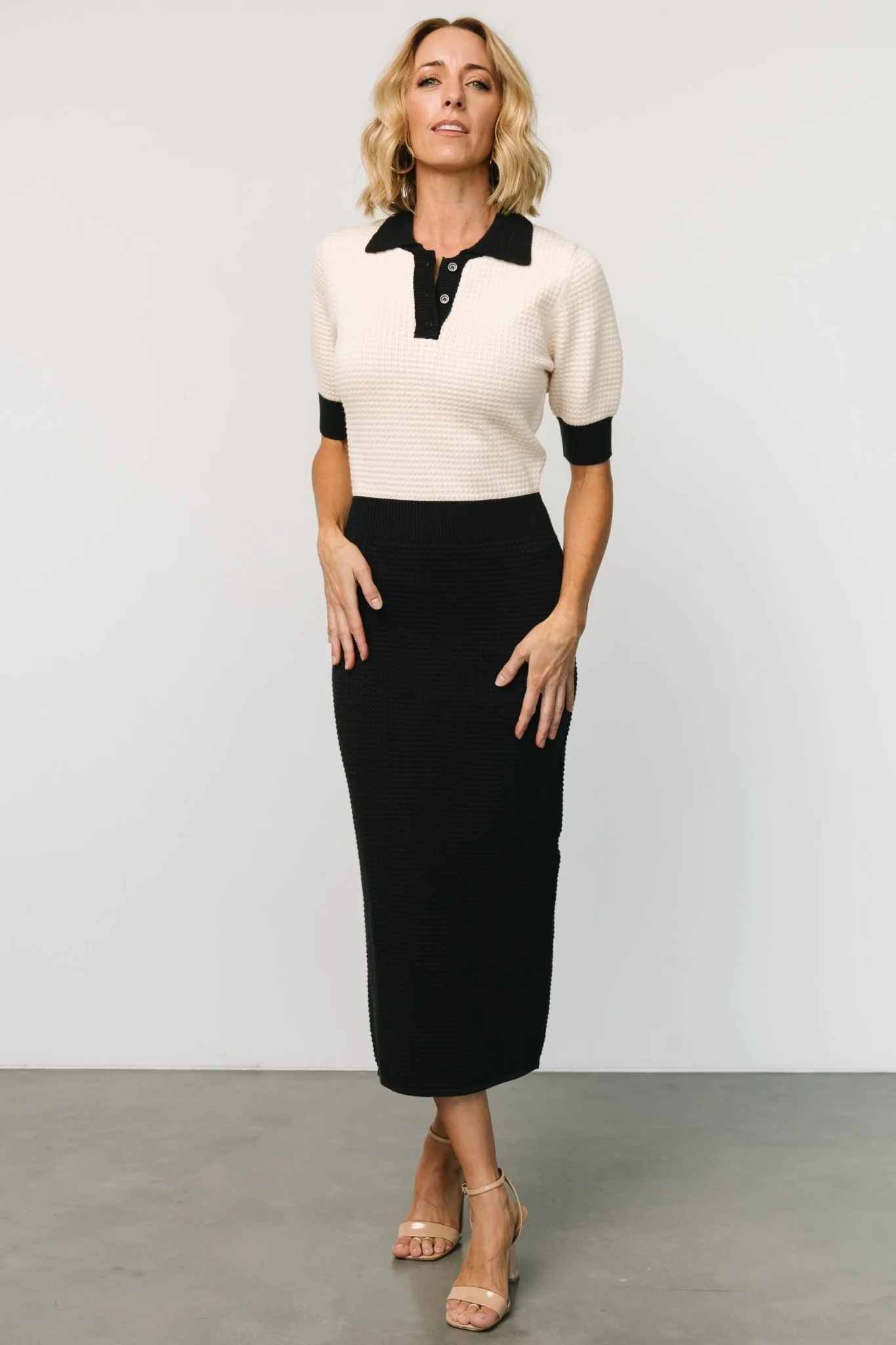 Gwendolyn Collared Midi Dress | Navy + Cream