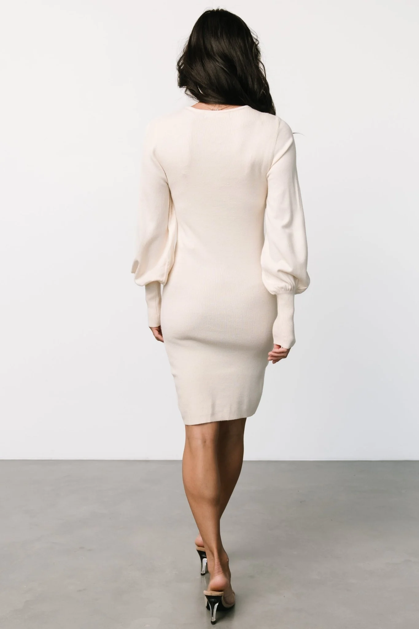 Suki V Neck Sweater Dress | Cream