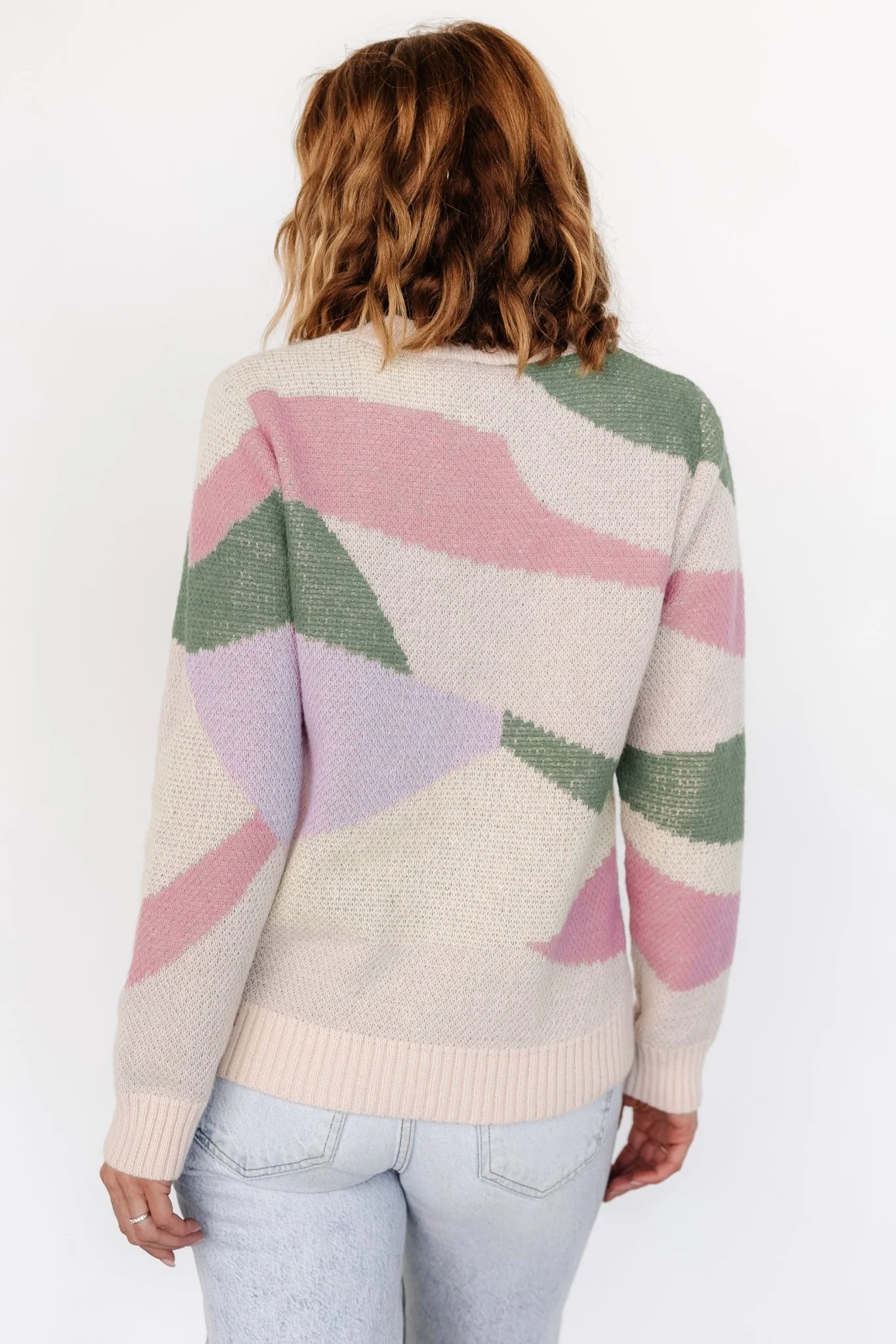Violet Geo Sweater | Lilac + Green