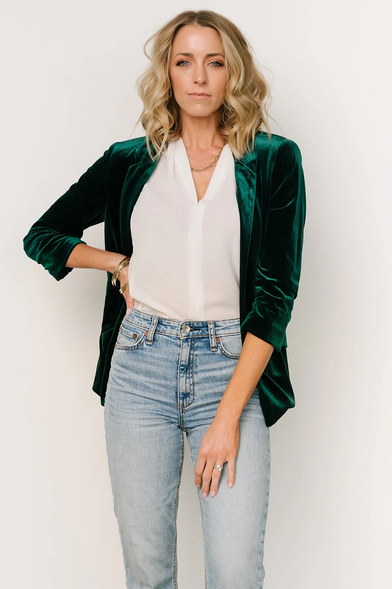 Brinton Velvet Blazer | Dark Green