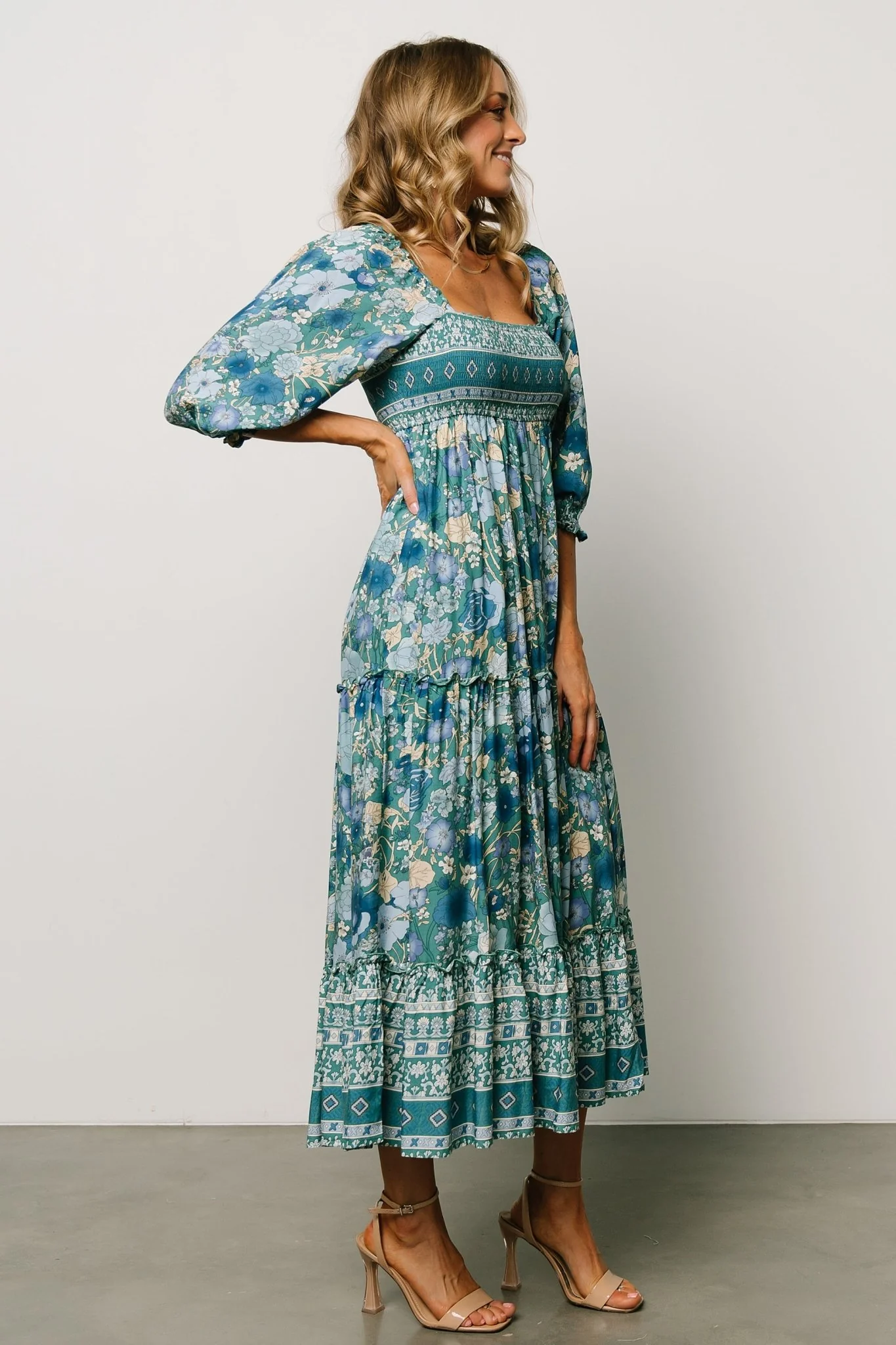 Shanna Tiered Dress | Emerald Multi