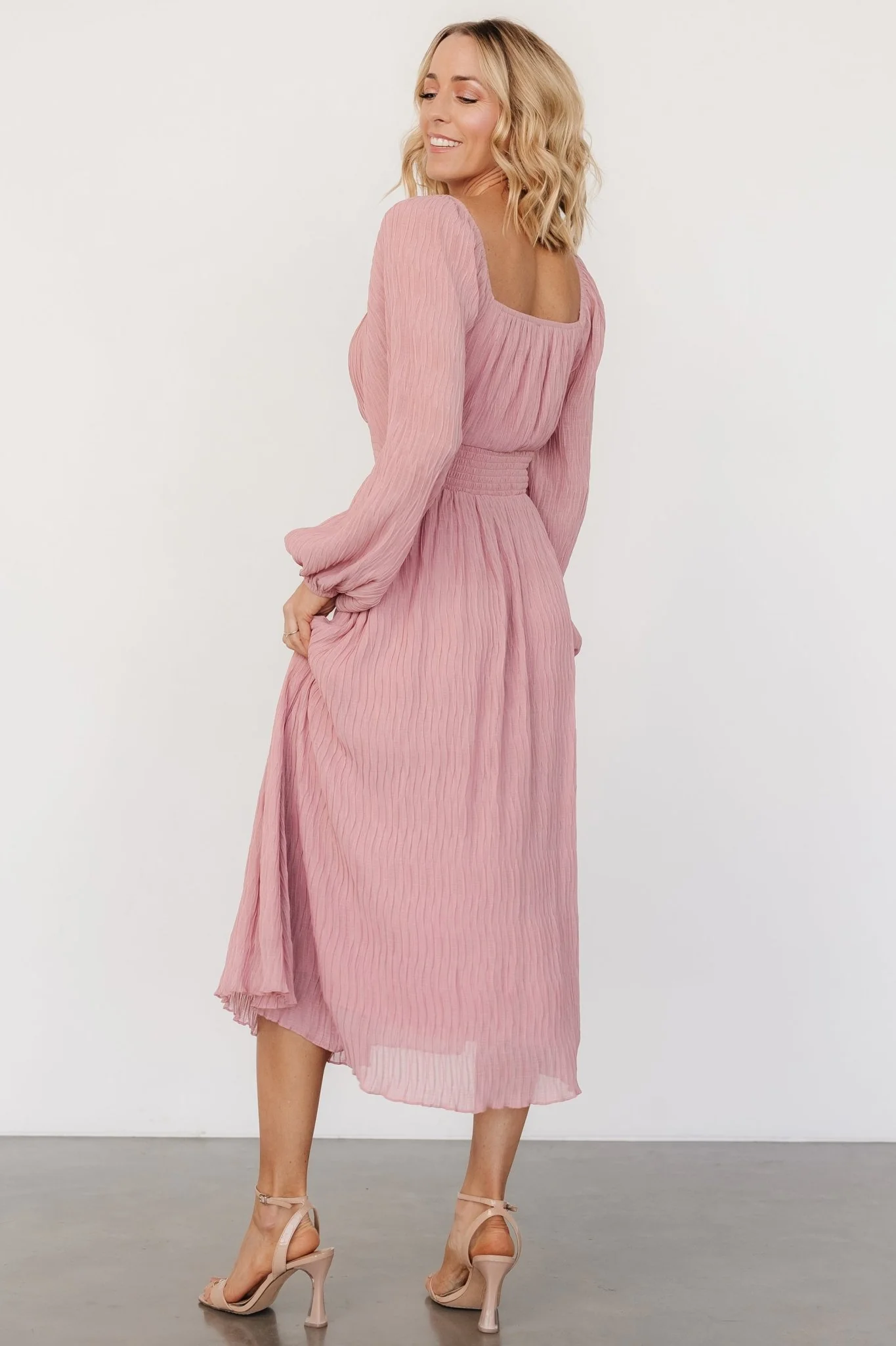 Dalton Pleated Midi Dress | Blush