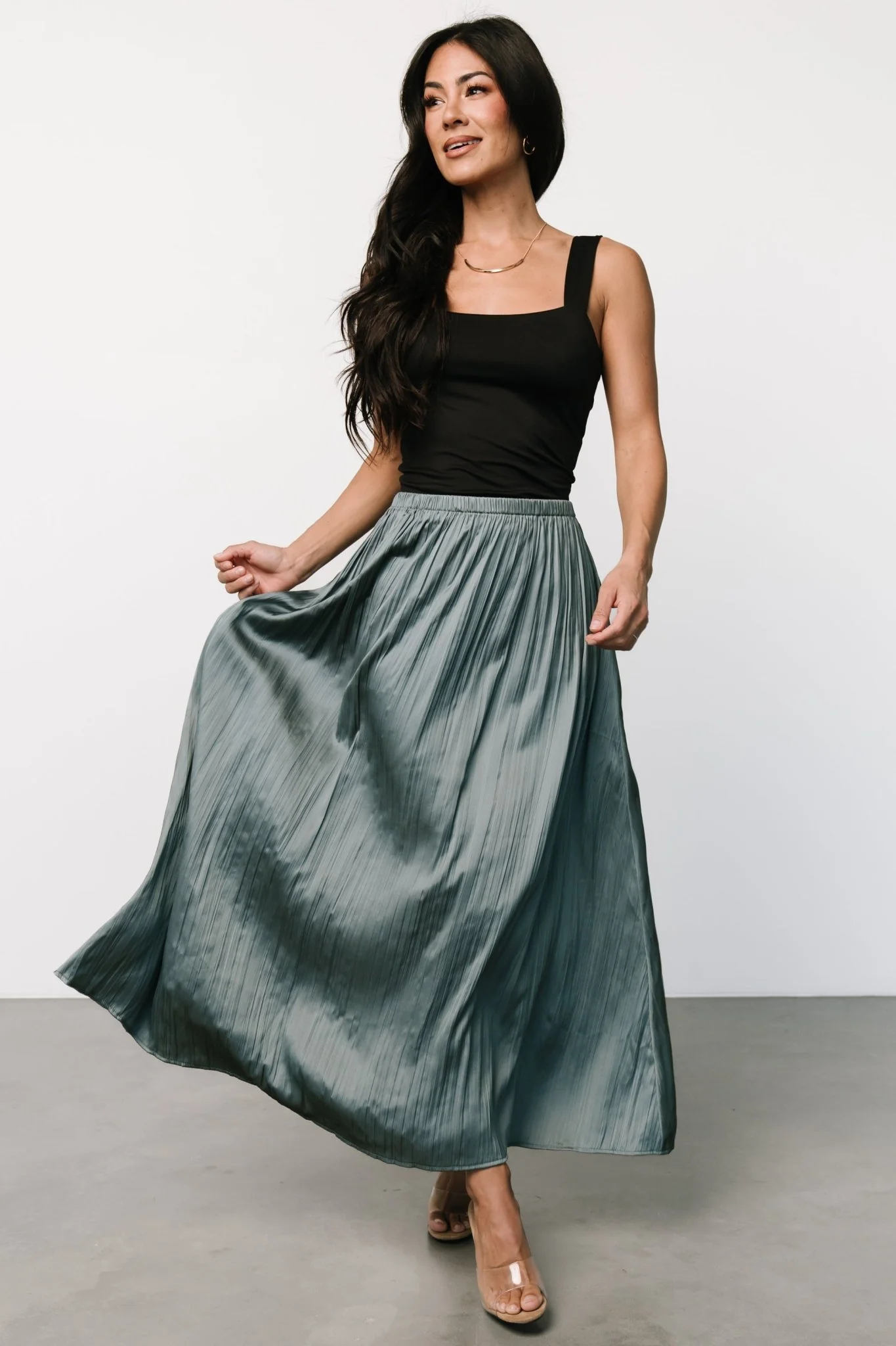 Baker Satin Skirt | Eucalyptus