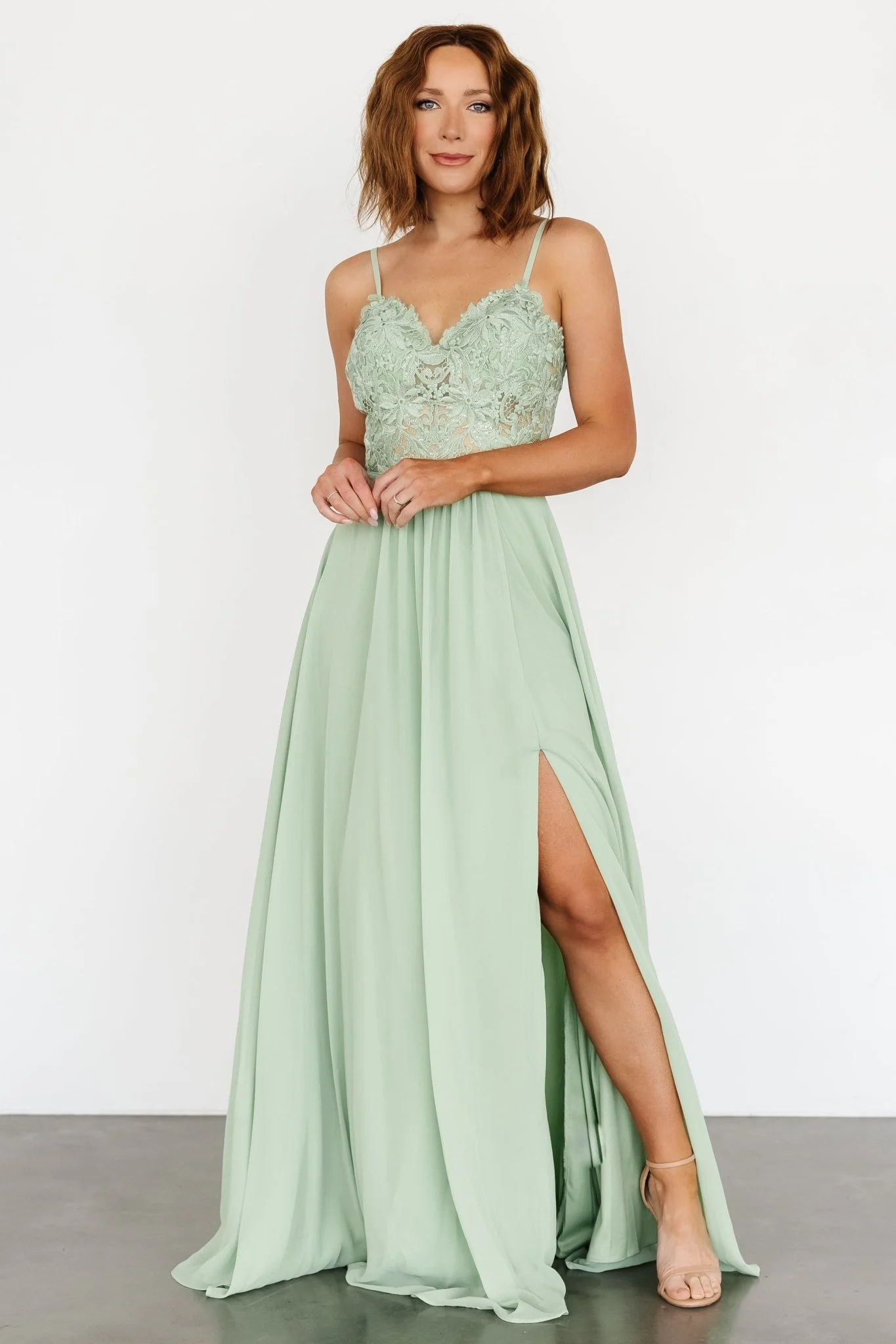 Samantha Lace Top Gown | Sage