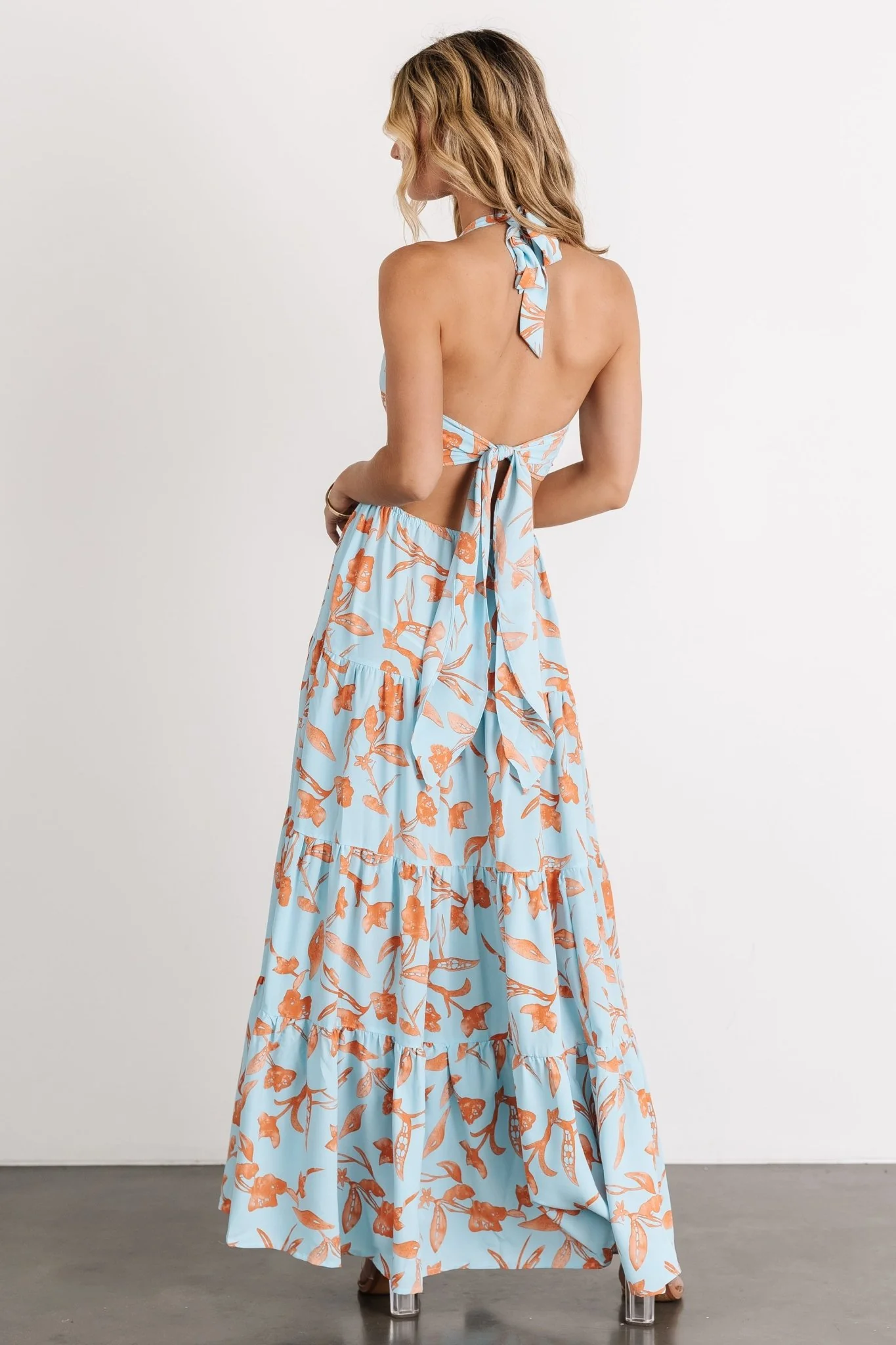 Laie Back Tie Maxi Dress | Blue + Orange