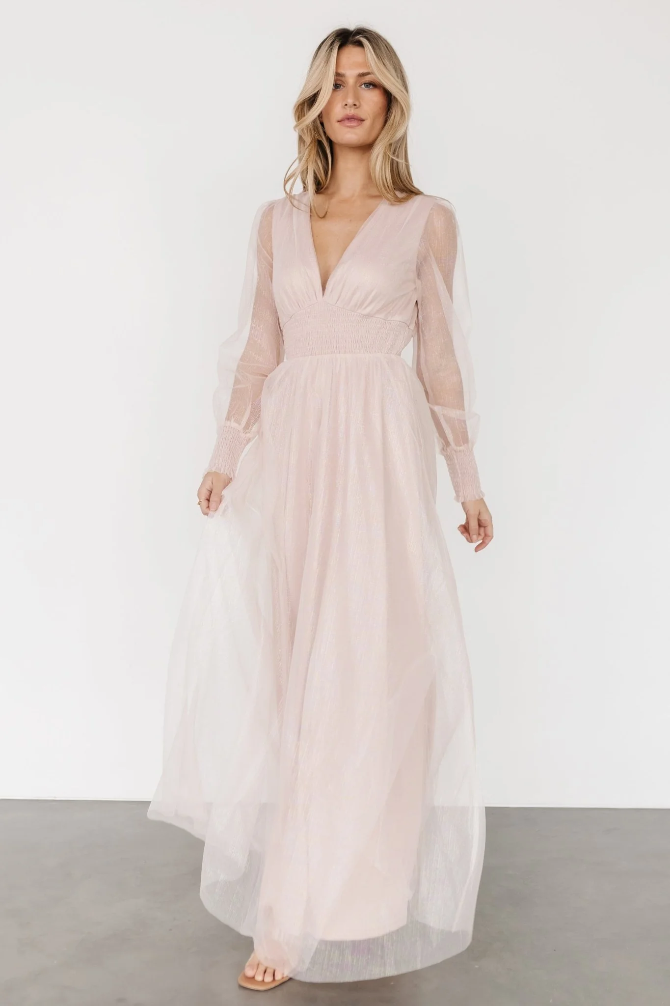 Layla Tulle Maxi Dress | Shimmer Pink