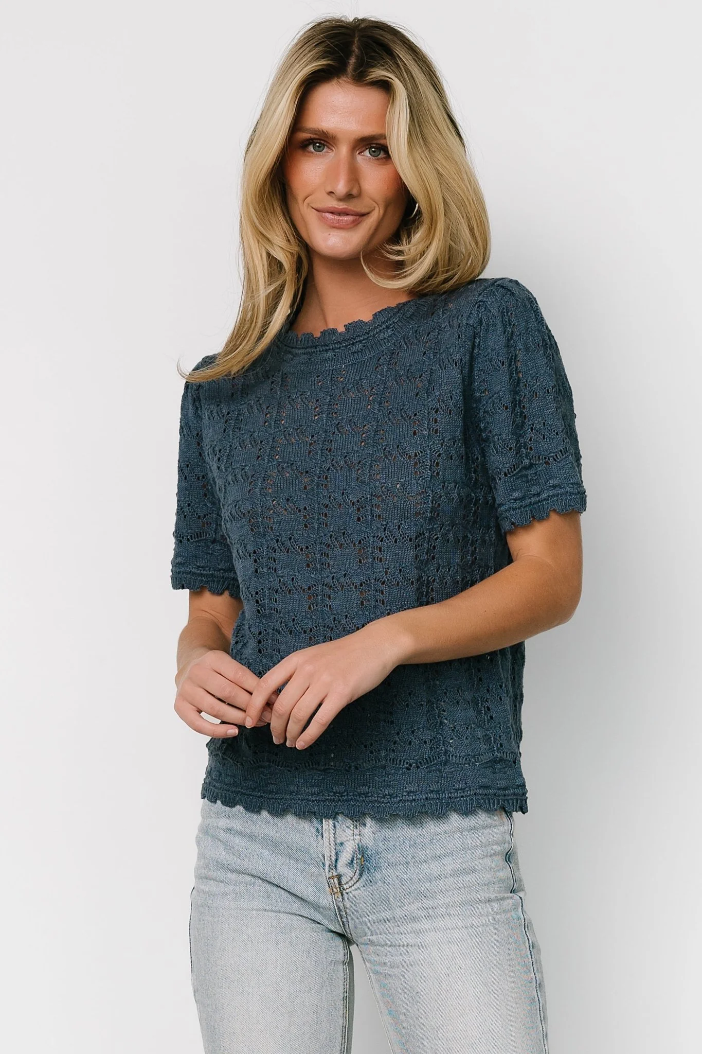Serenity Knit Sweater Top | Slate