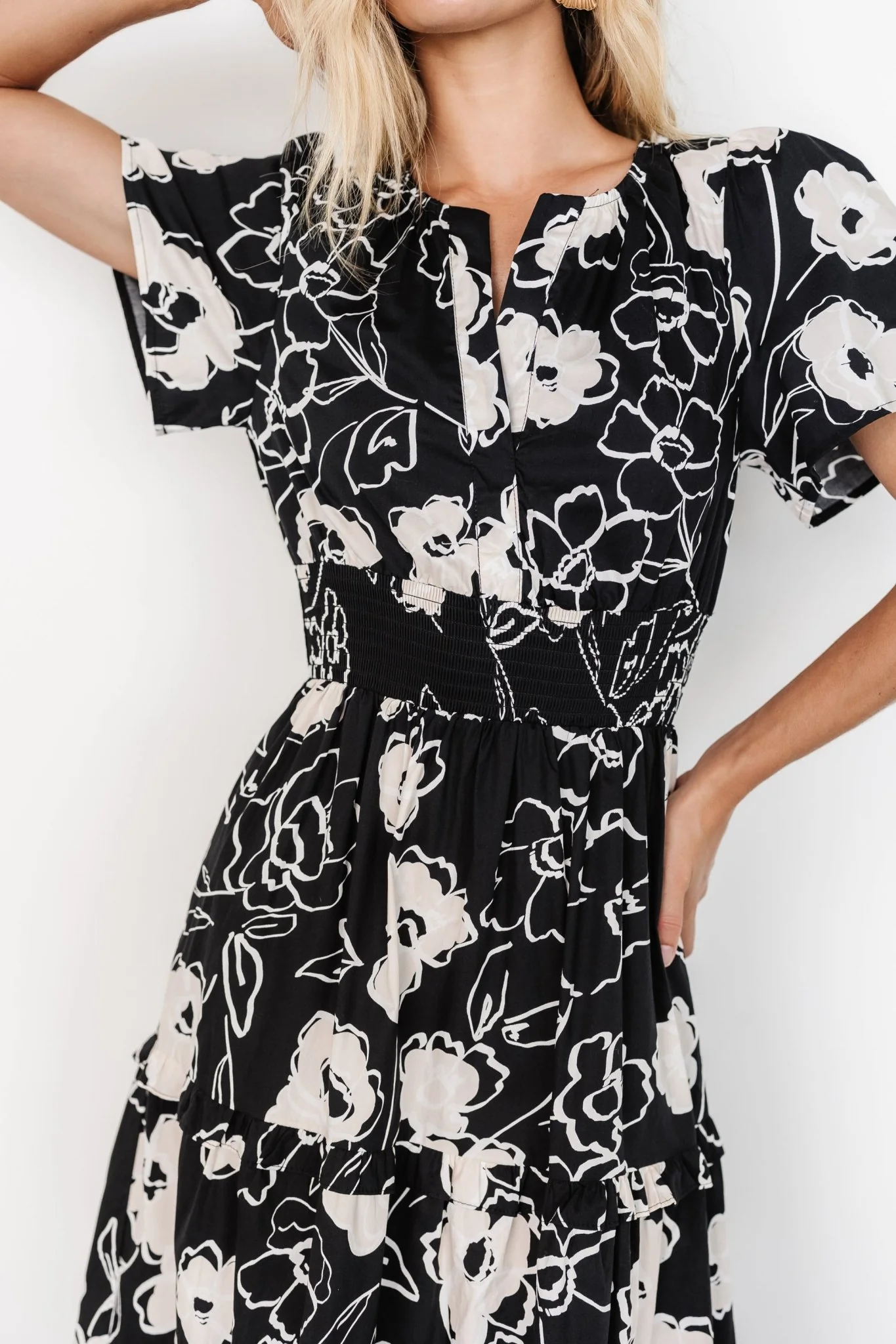 Kiana Poplin Maxi Dress | Black + Cream