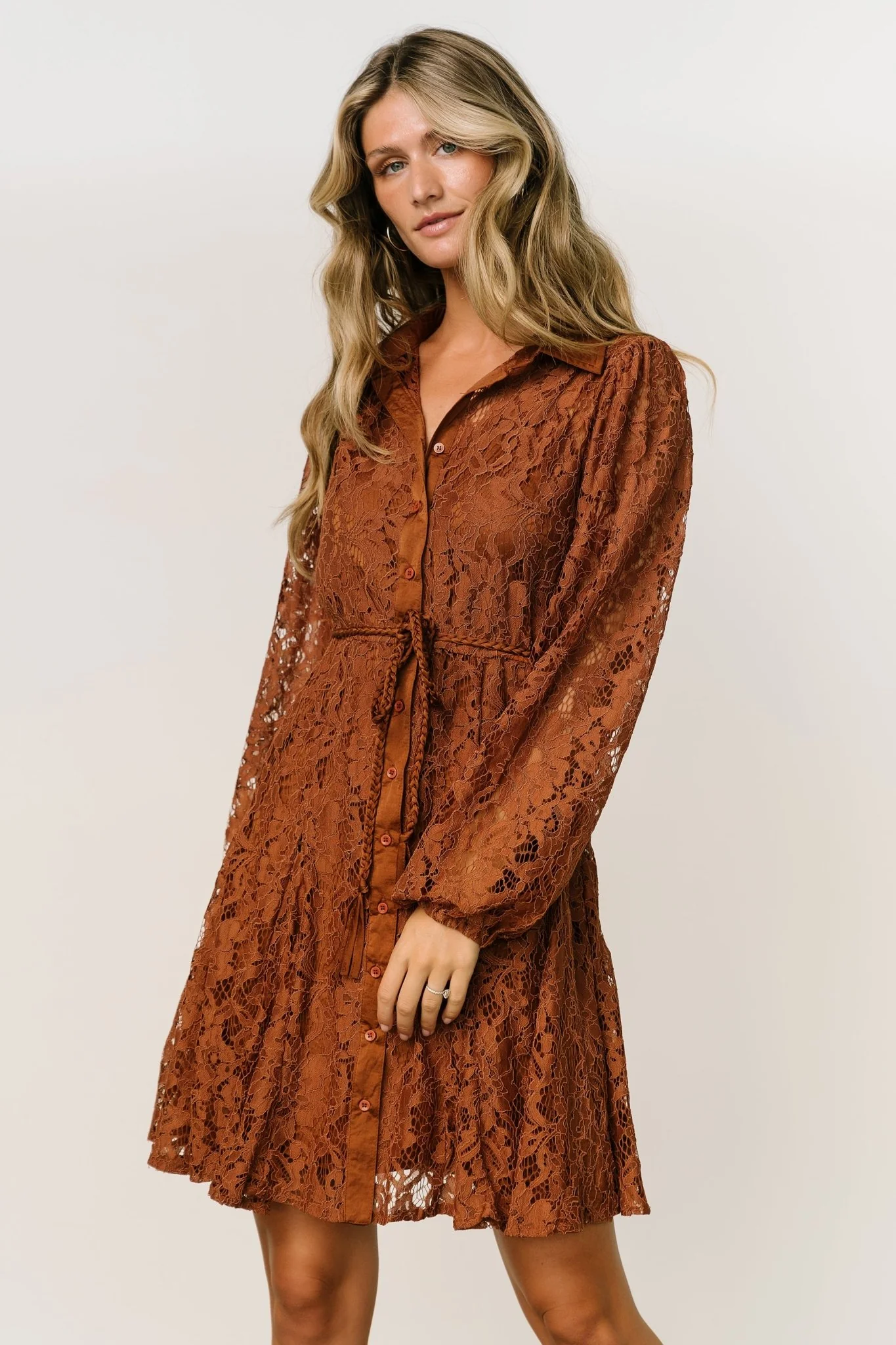 Stefan Lace Short Dress | Cinnamon