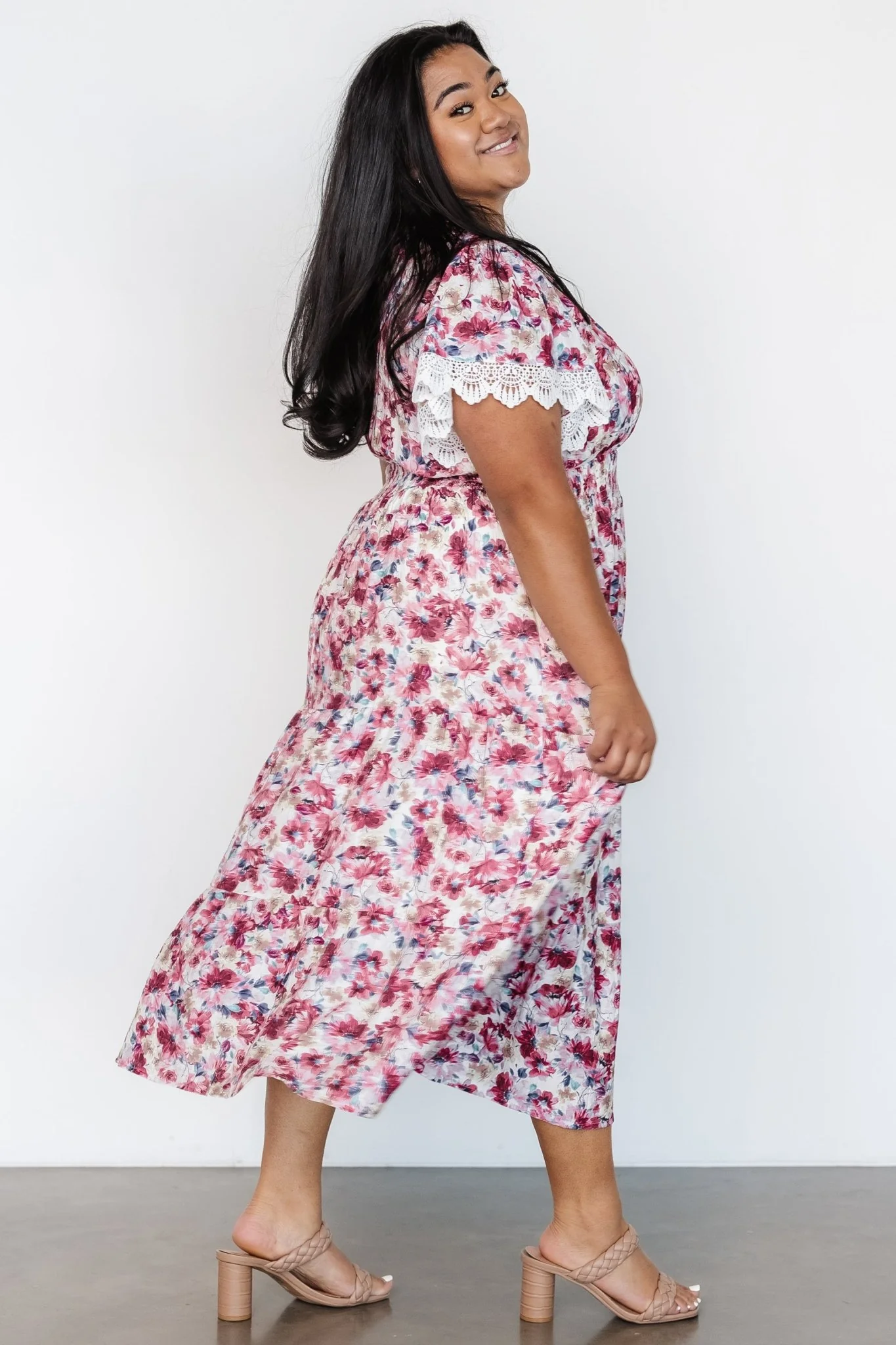 Aliyah Midi Dress | Berry Floral
