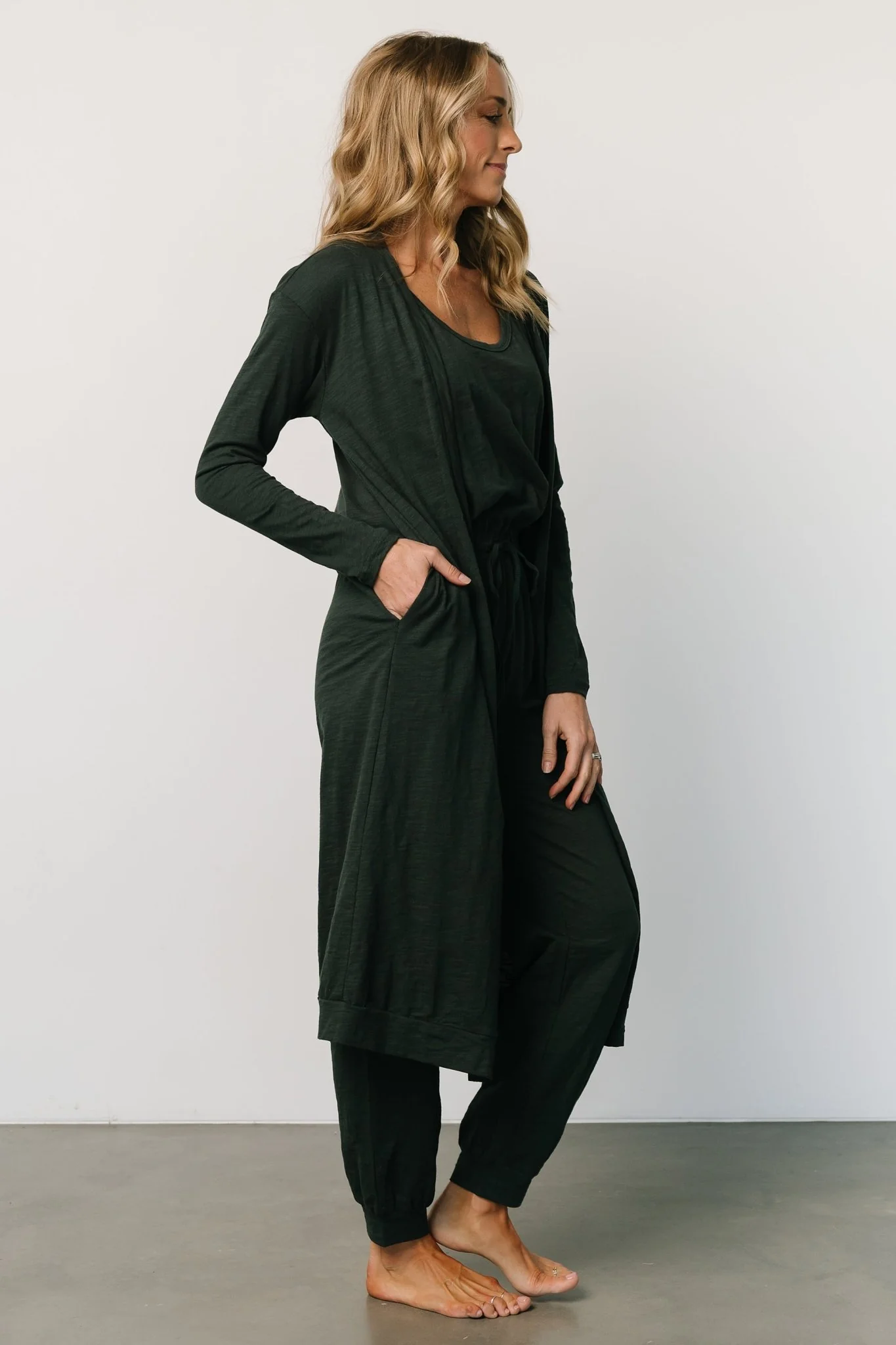 Janae Jumpsuit + Cardigan Set | Dark Green