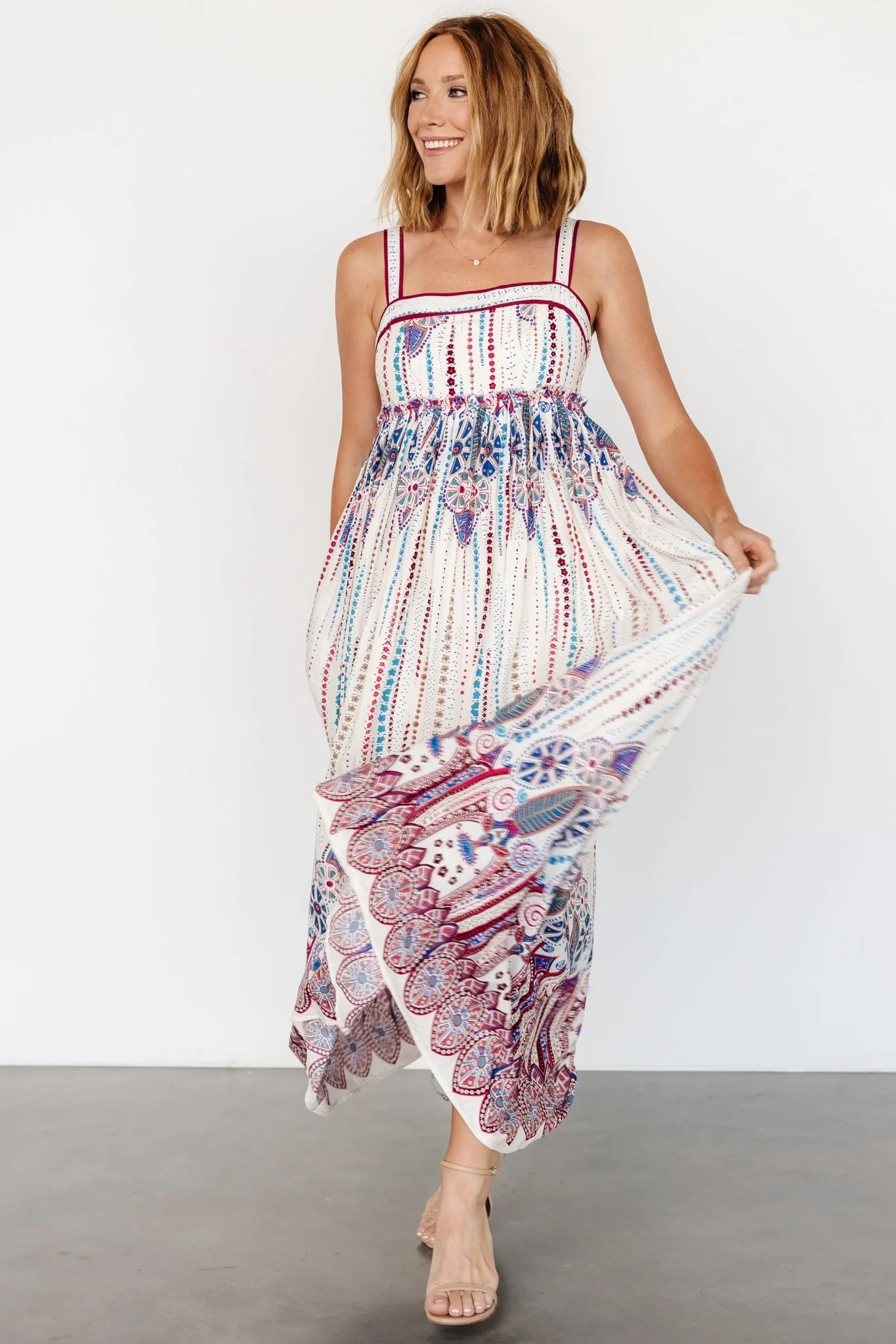 Ivania Tank Maxi Dress | Cream Multi