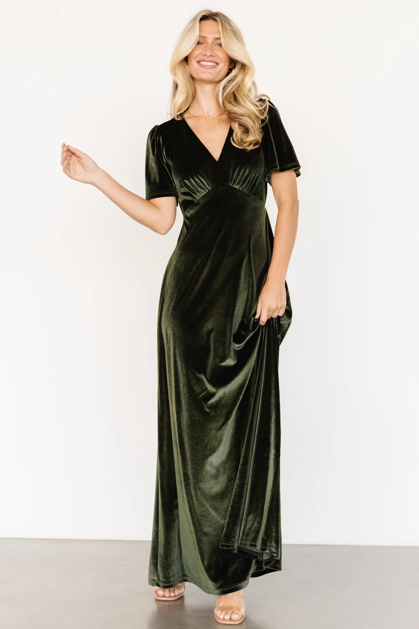 Vivian Velvet Maxi Dress | Olive