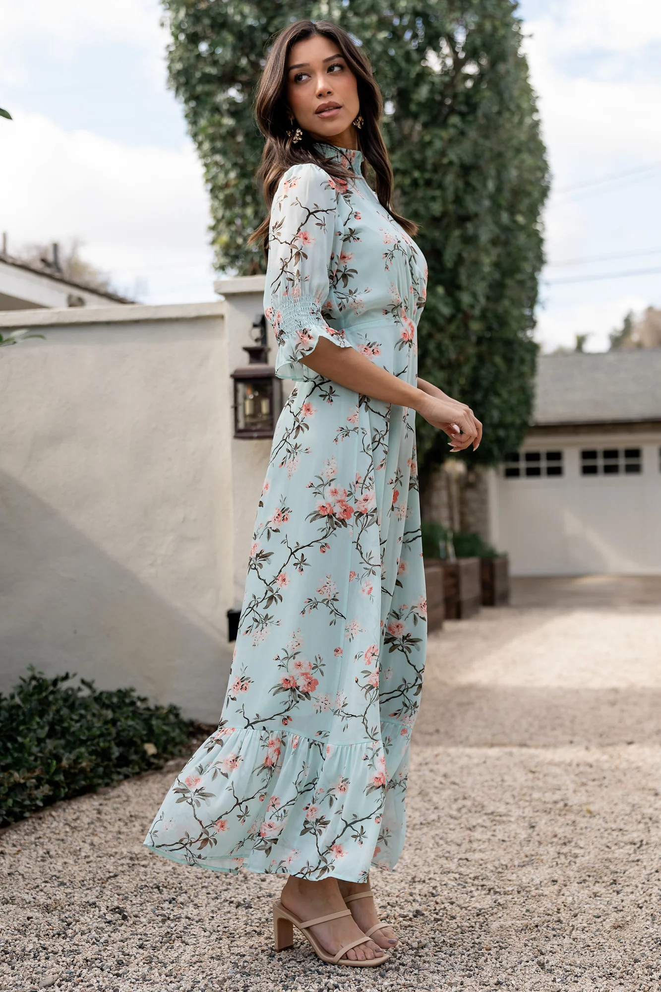 Marie Mock Neck Maxi Dress | Sage Floral
