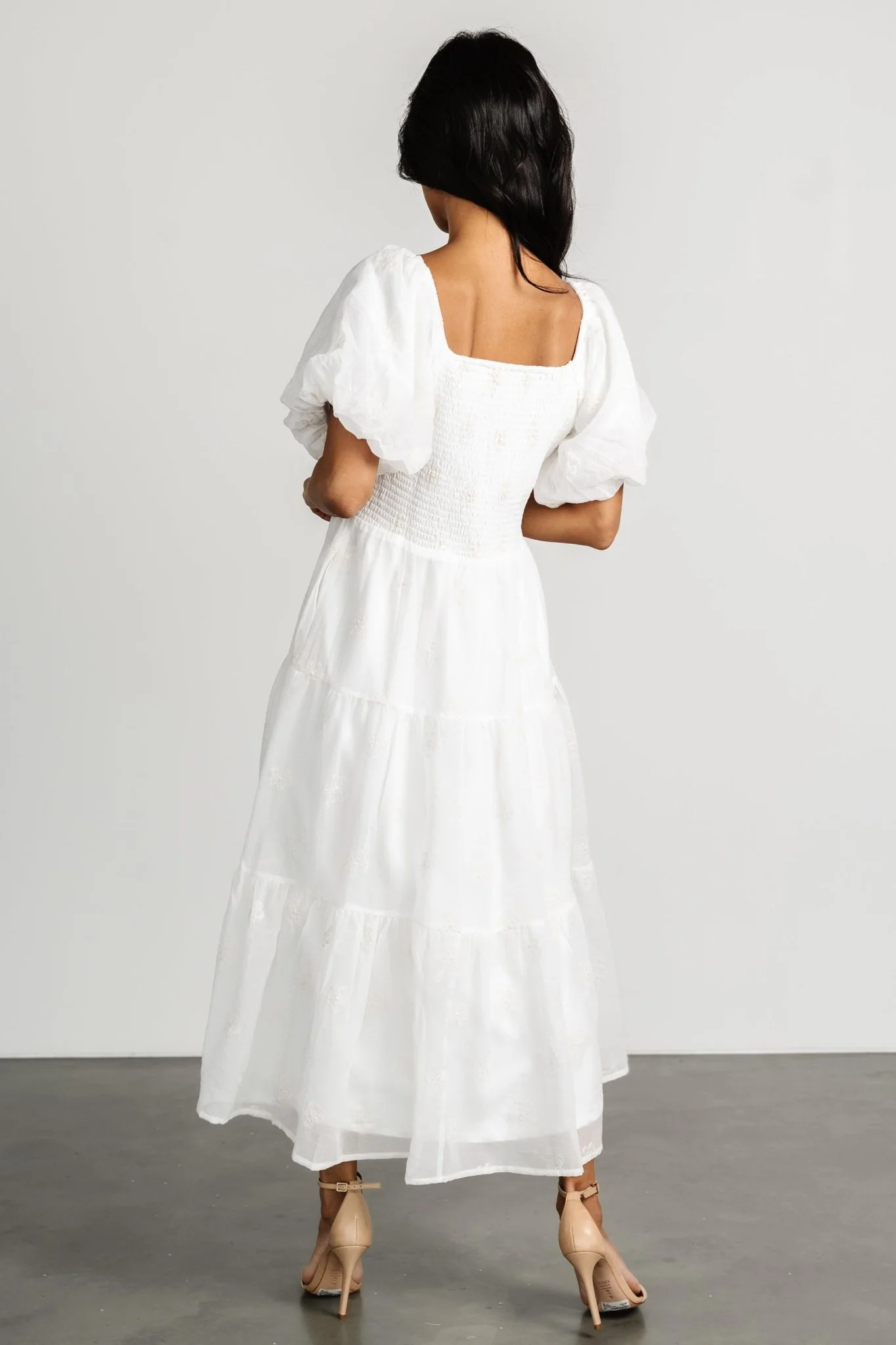 Rina Embroidered Shimmer Dress | Off White