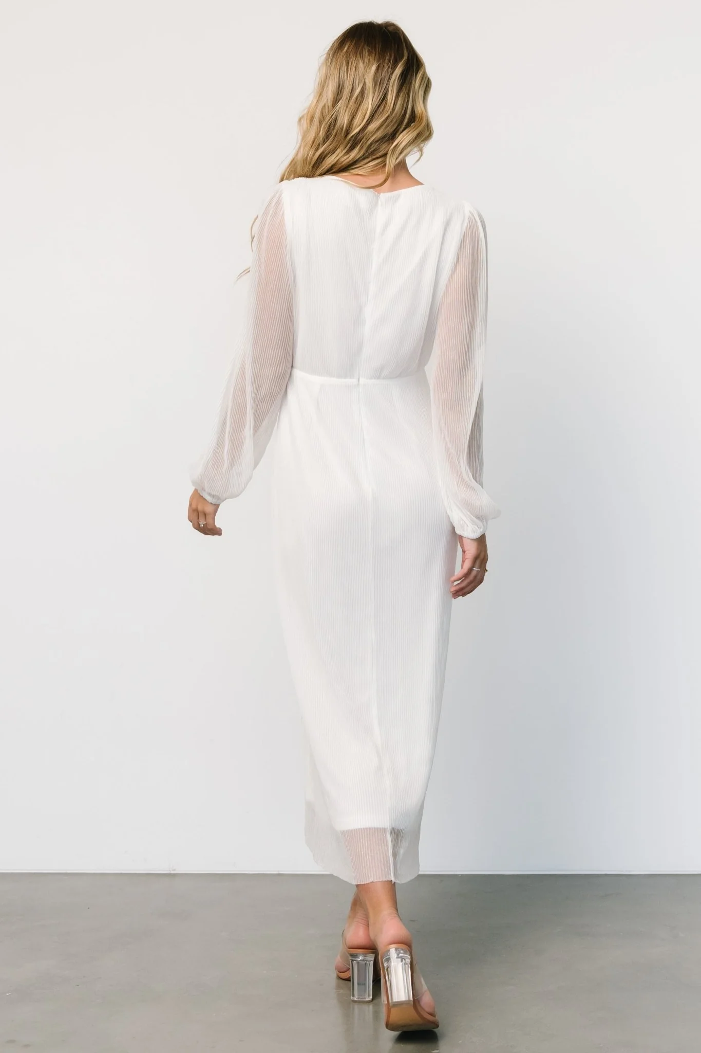 Devlyn Pleated Dress | White Shimmer