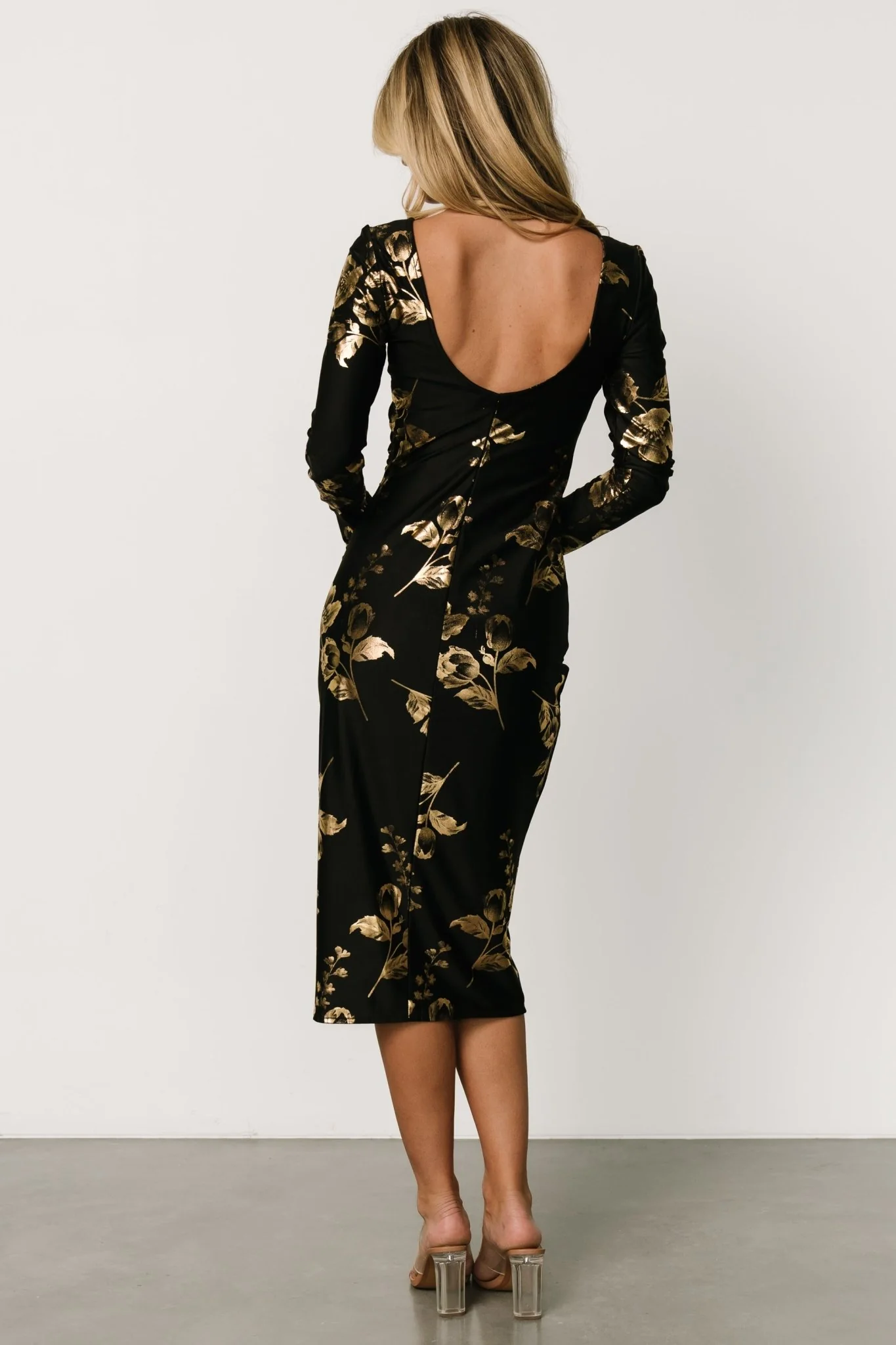 McQueen Midi Dress | Black + Gold