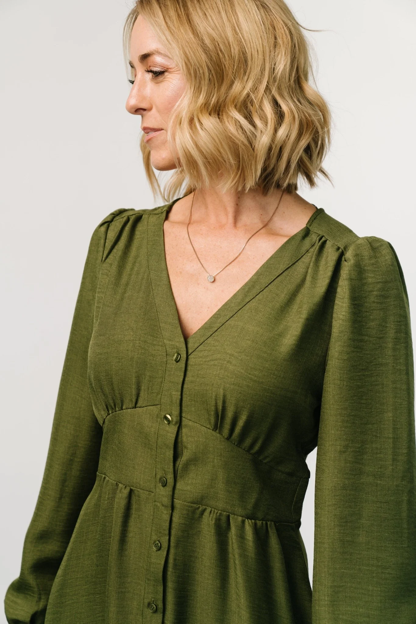 Faith Button Midi Dress | Olive