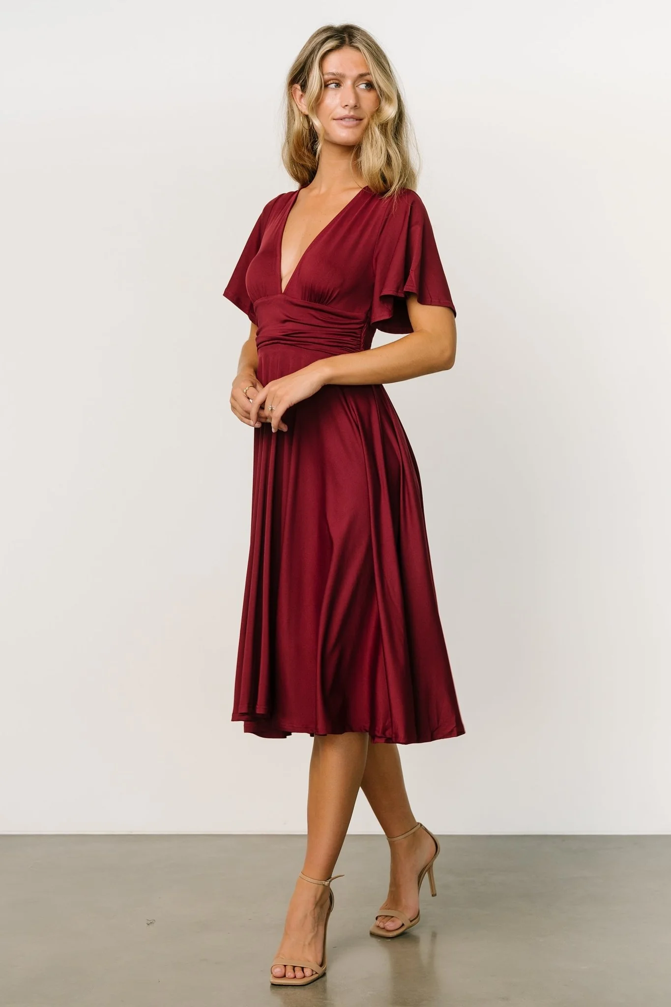 Janette Midi Dress | Wine