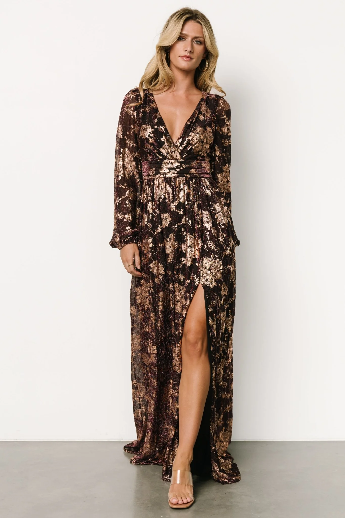 Charlene Maxi Dress | Wine + Gold