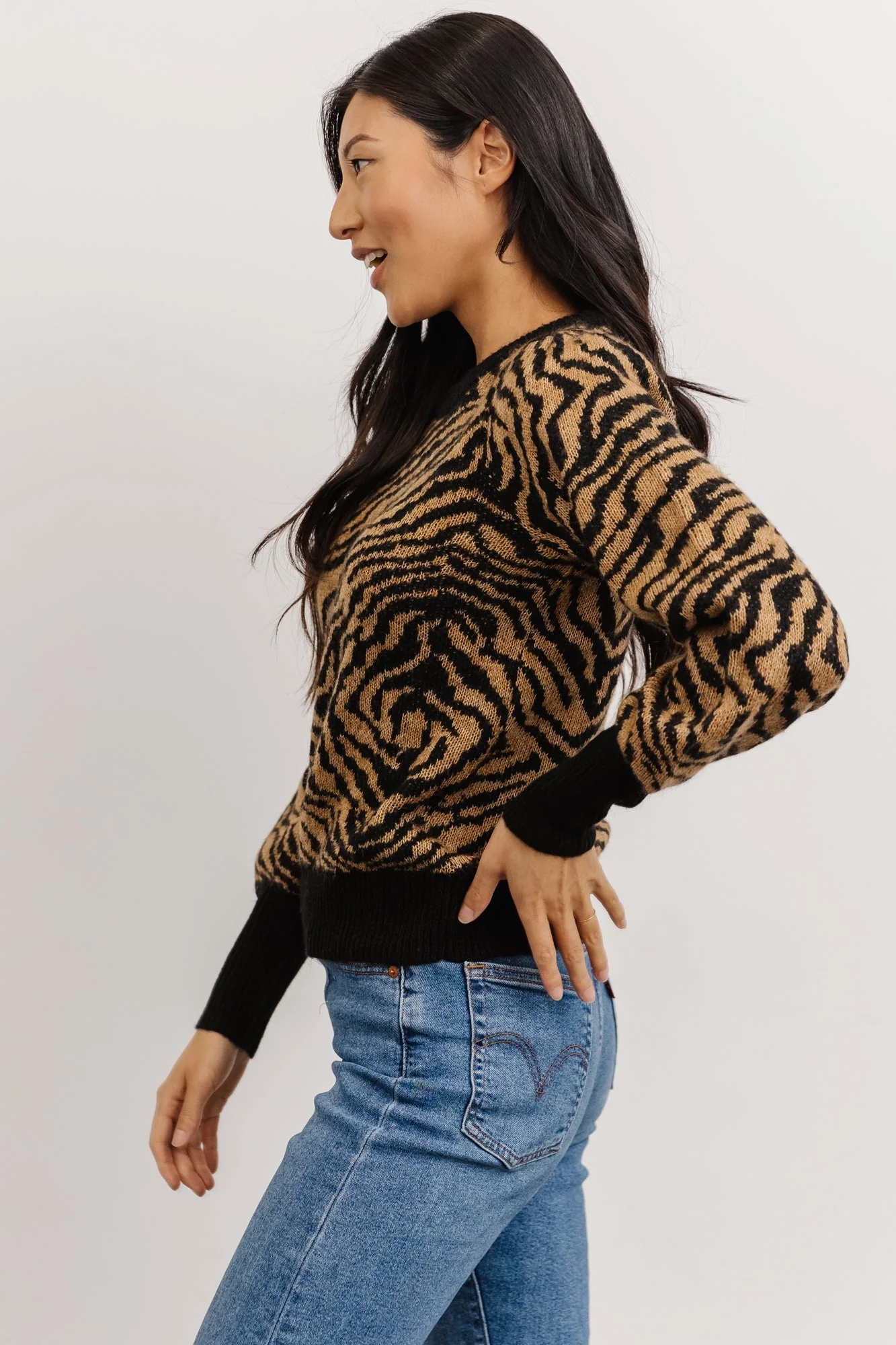 Mariam Knit Sweater | Black + Camel