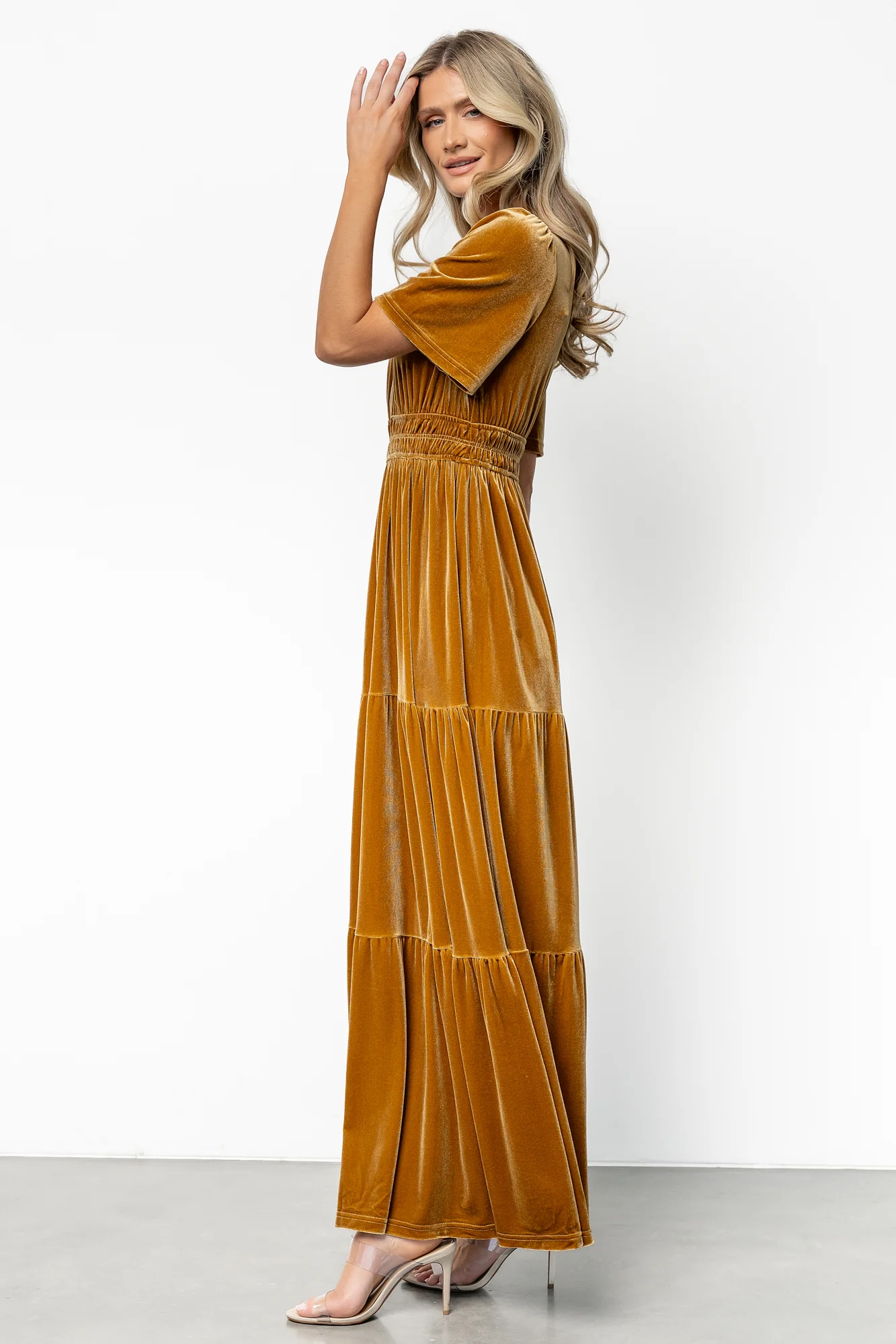 Artemis Velvet Maxi Dress | Dark Gold