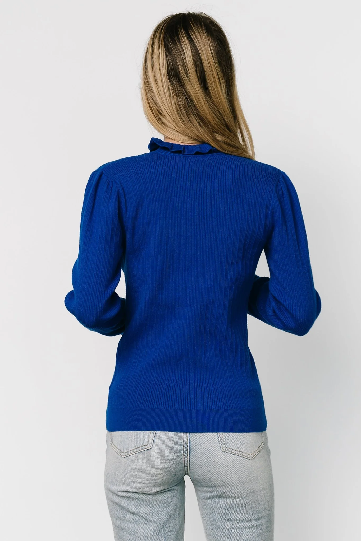 Olympia Sweater Top | Cobalt