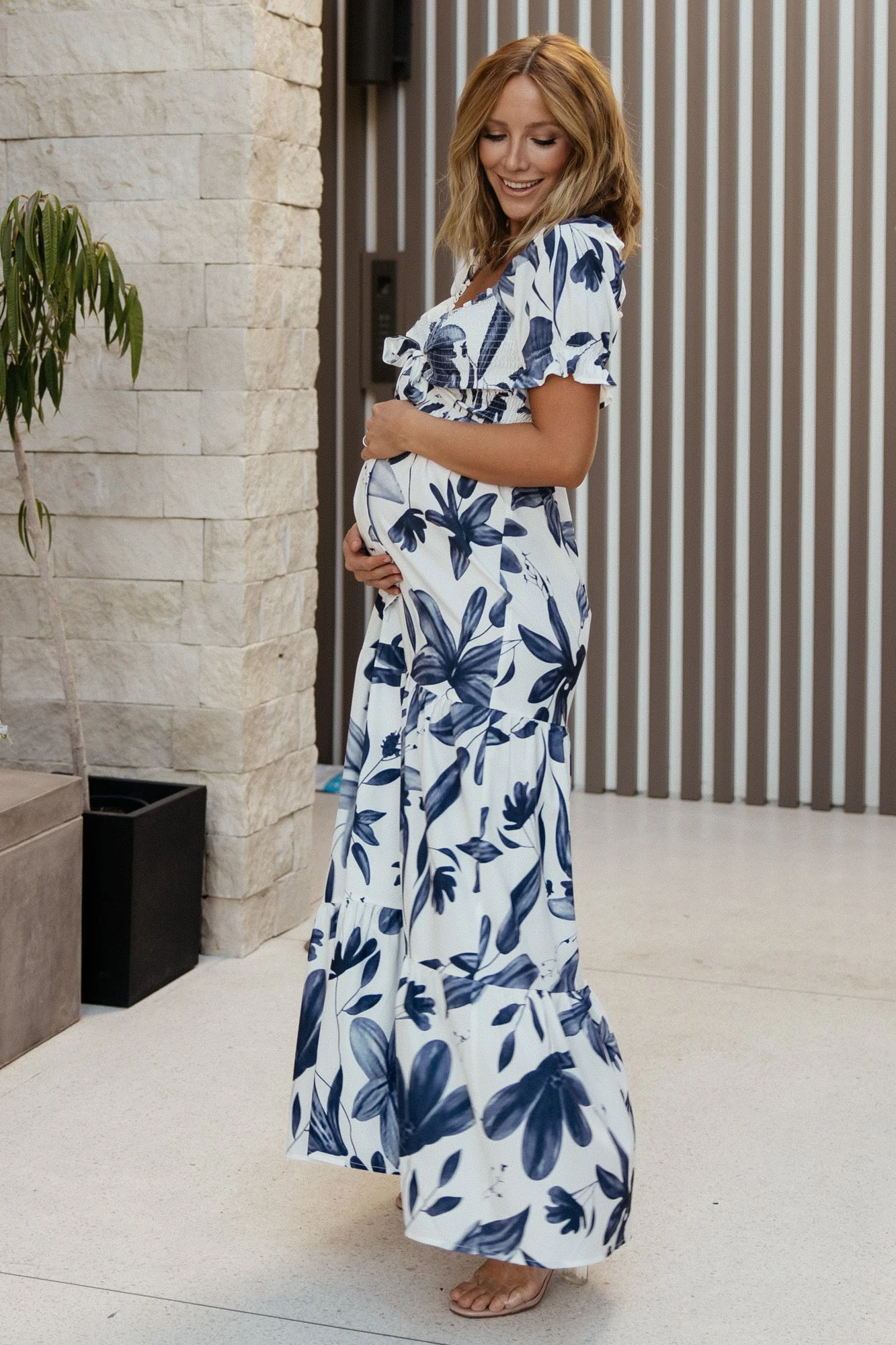 Hilaria Maxi Dress | White + Blue