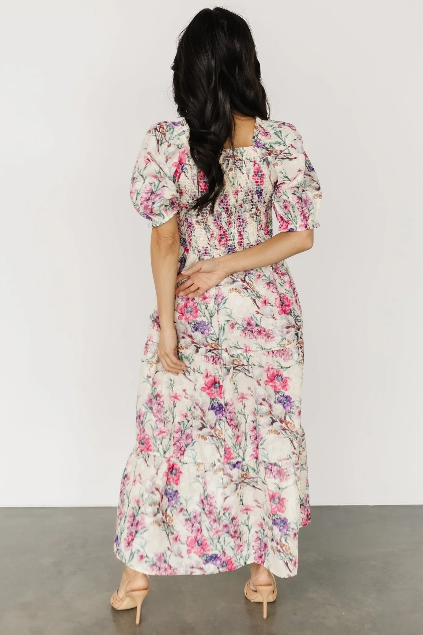 Tulsa Smocked Dress | Cream + Pink