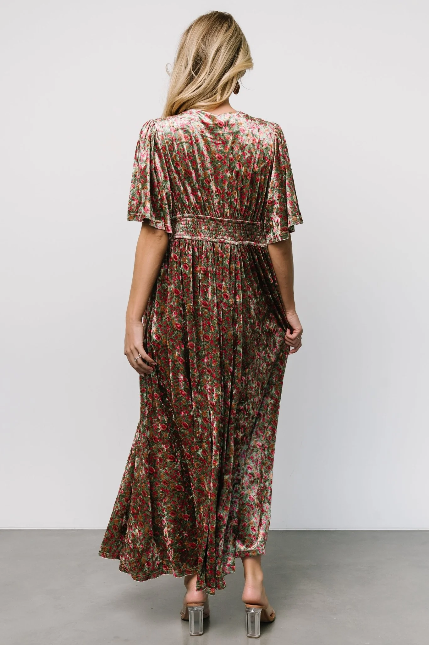 Irina Velvet Maxi Dress | Green Multi Floral