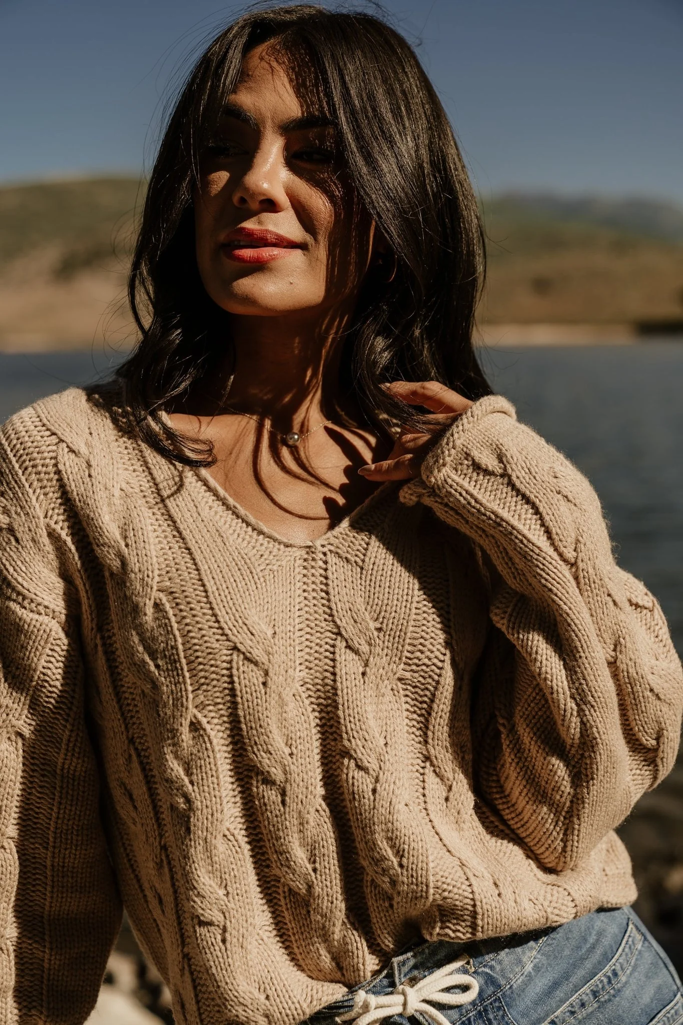 Jordan Cable Knit Sweater | Taupe