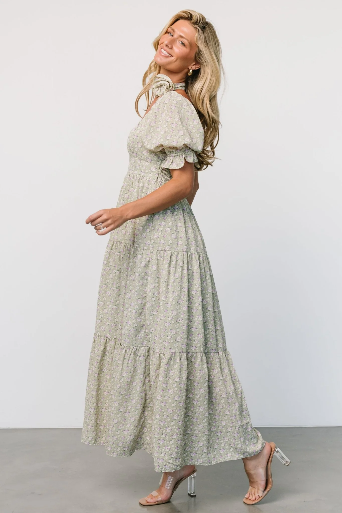 Bonnie Rosette Maxi Dress | Sage Multi