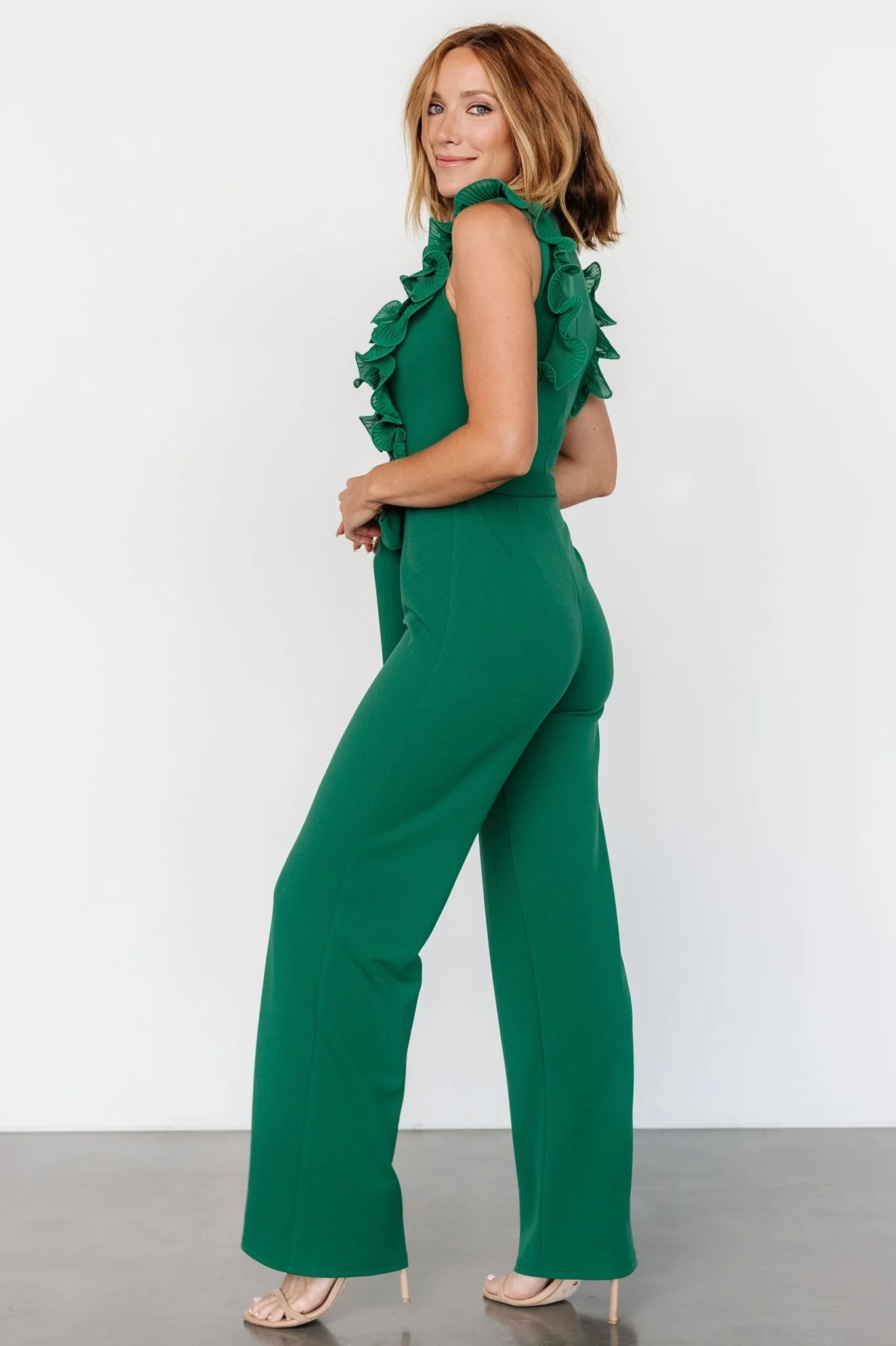 Tyra Ruffle Tank Jumpsuit | Green